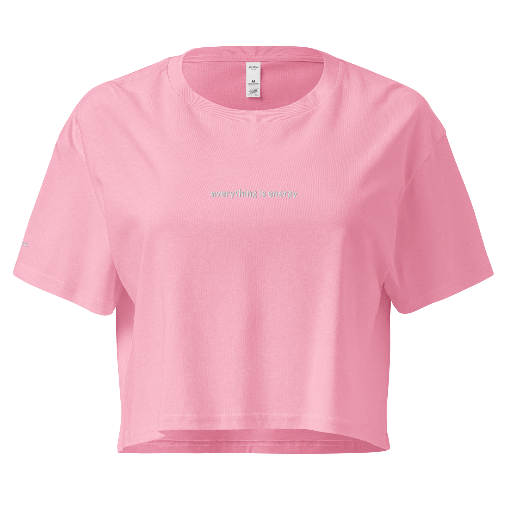 Everything is Energy Crop Tee - White Embroidered Mantra