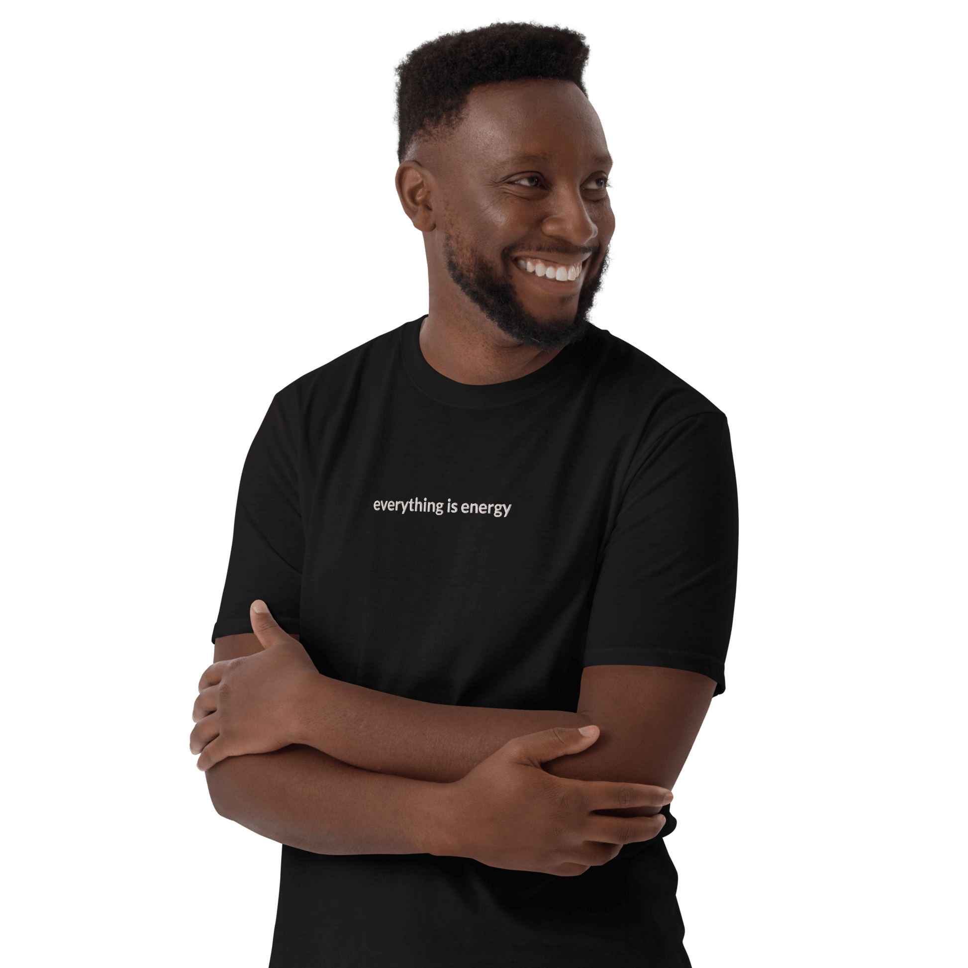 Everything is Energy Tee - White Embroidered Mantra