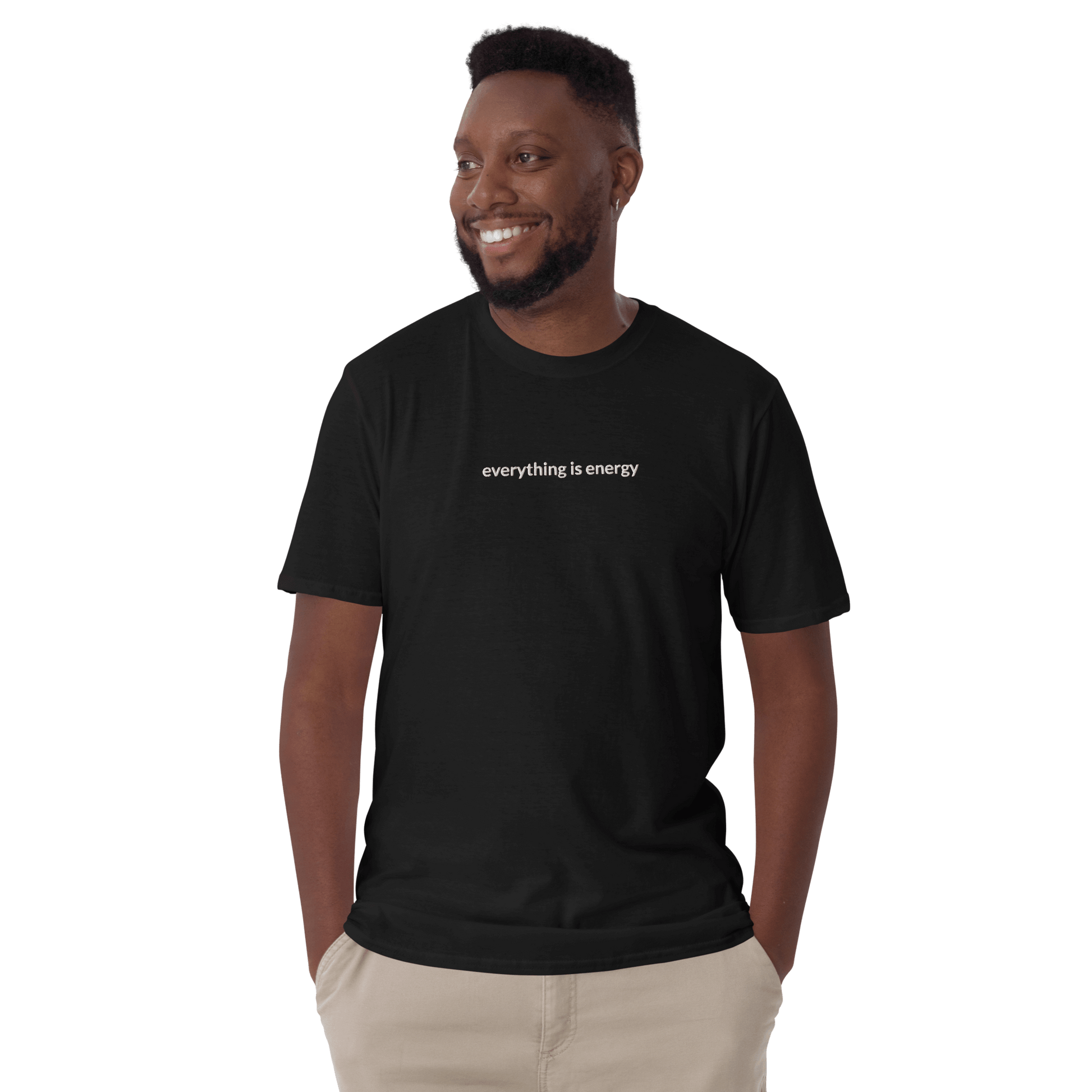 Everything is Energy Tee - White Embroidered Mantra