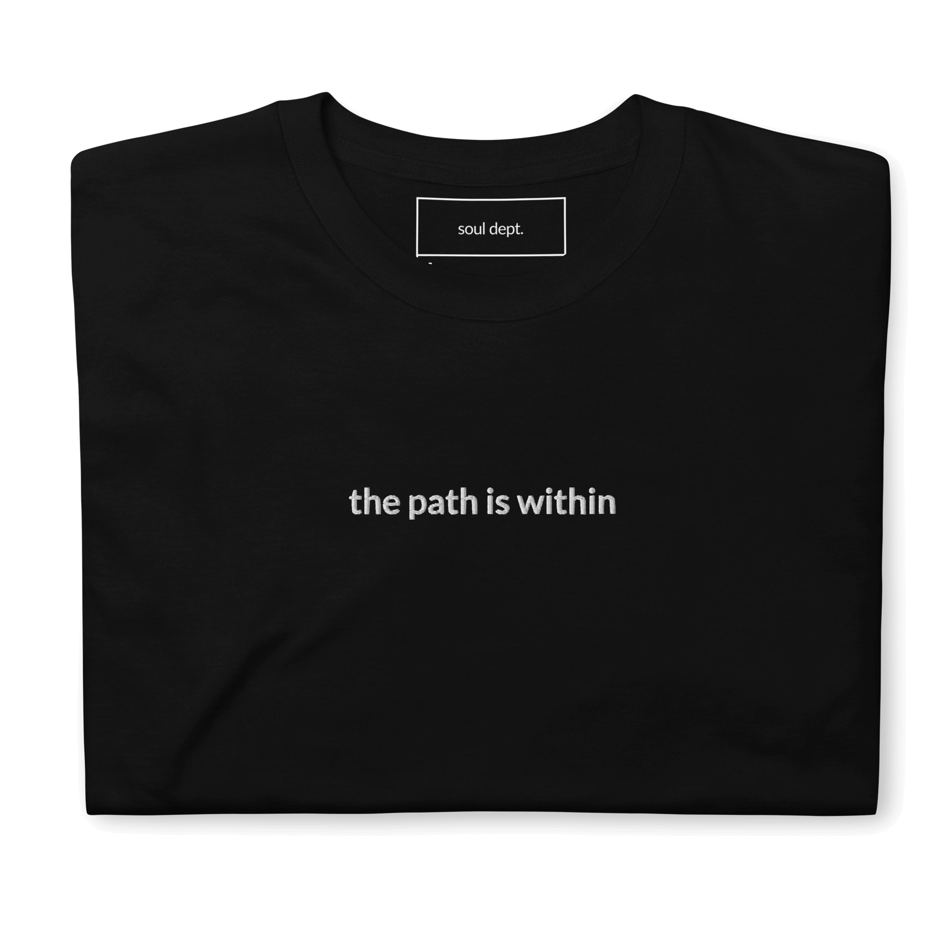 The Path is Within Tee - White Embroidered Mantra