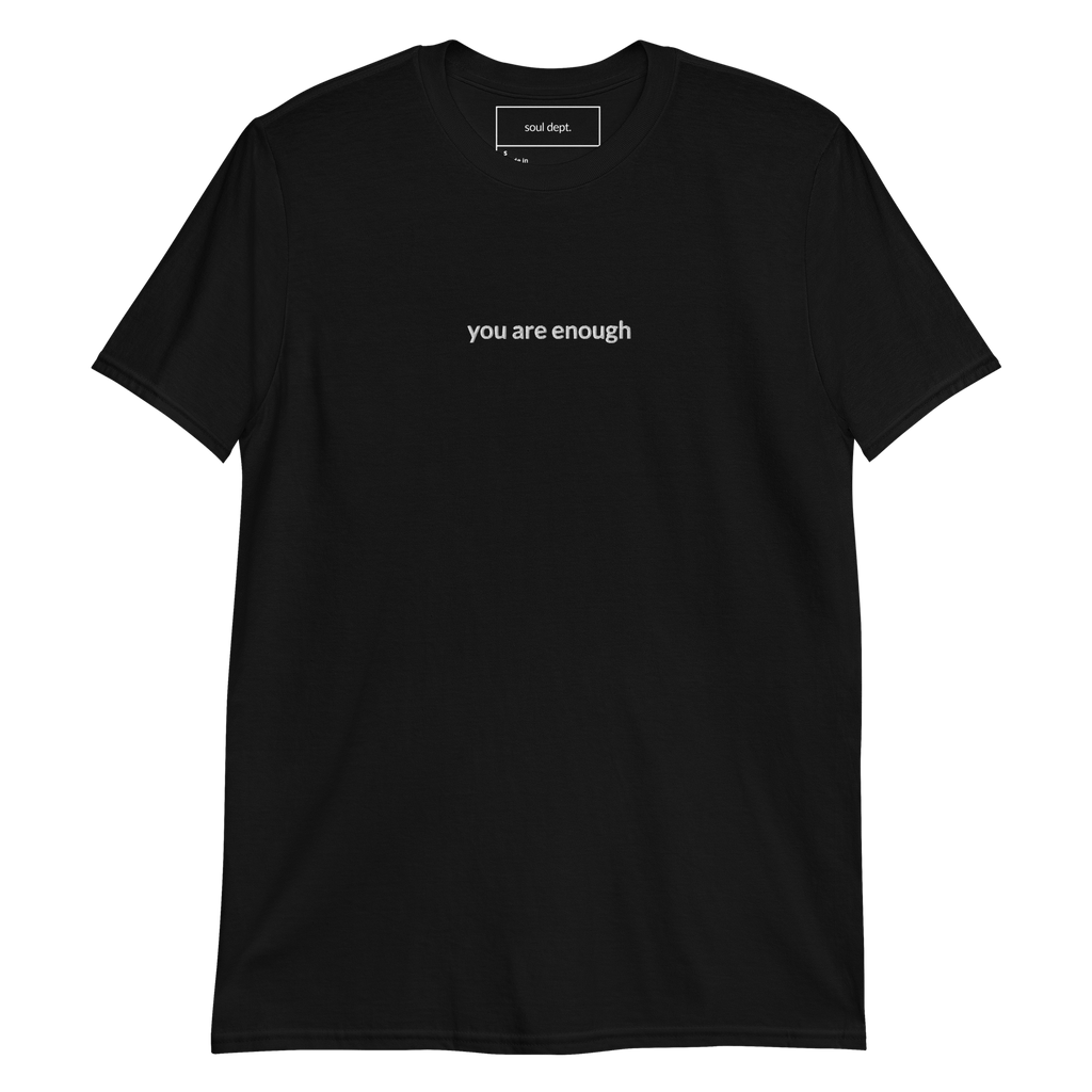 You Are Enough Tee - White Embroidered Mantra