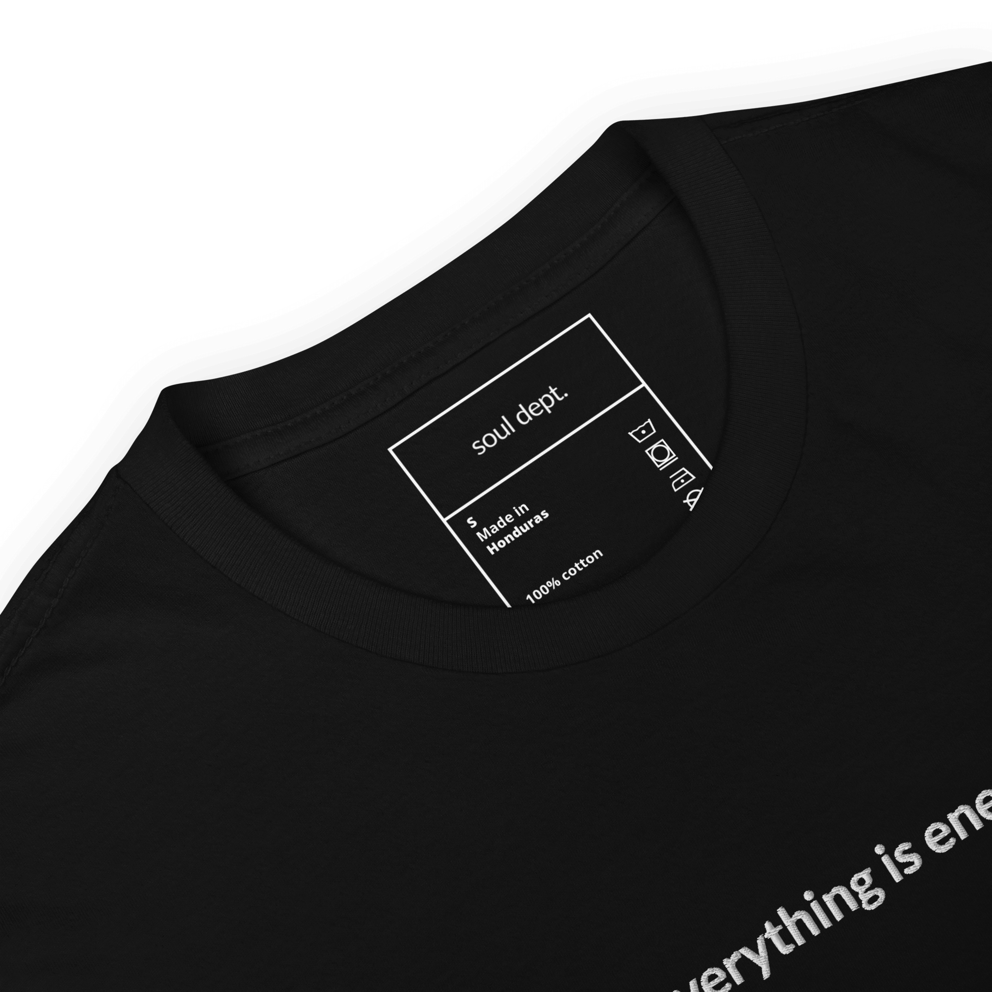 Everything is Energy Tee - White Embroidered Mantra