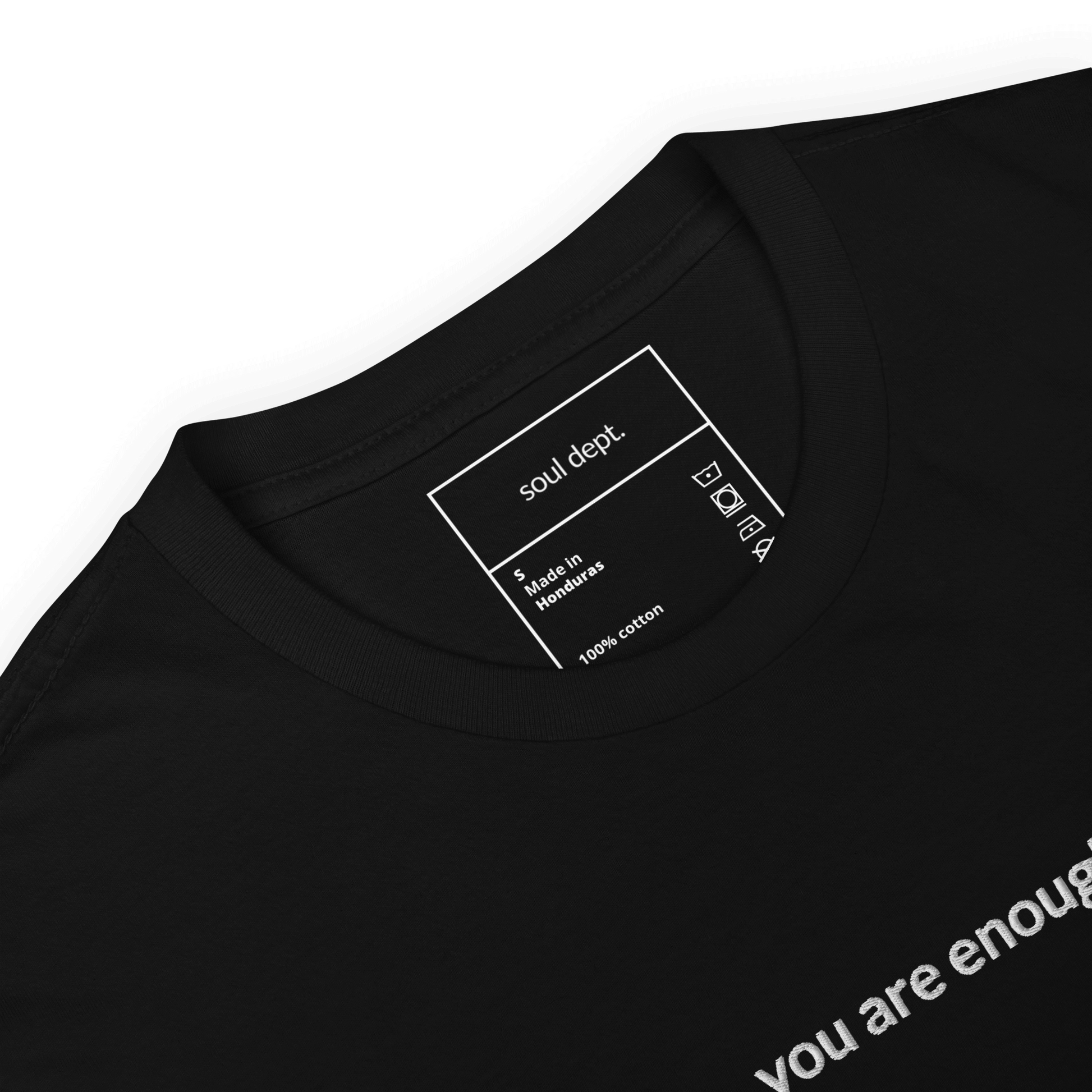 You Are Enough Tee - White Embroidered Mantra