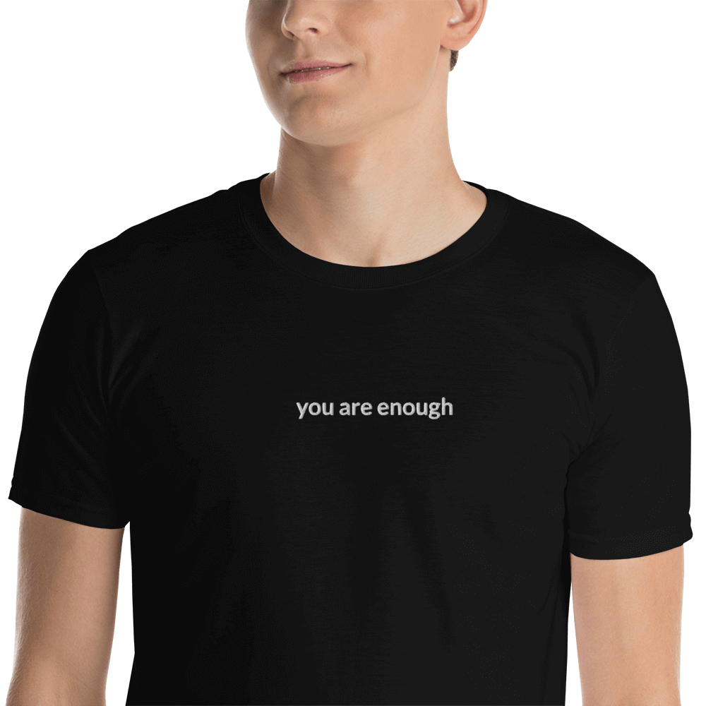 You Are Enough Tee - White Embroidered Mantra