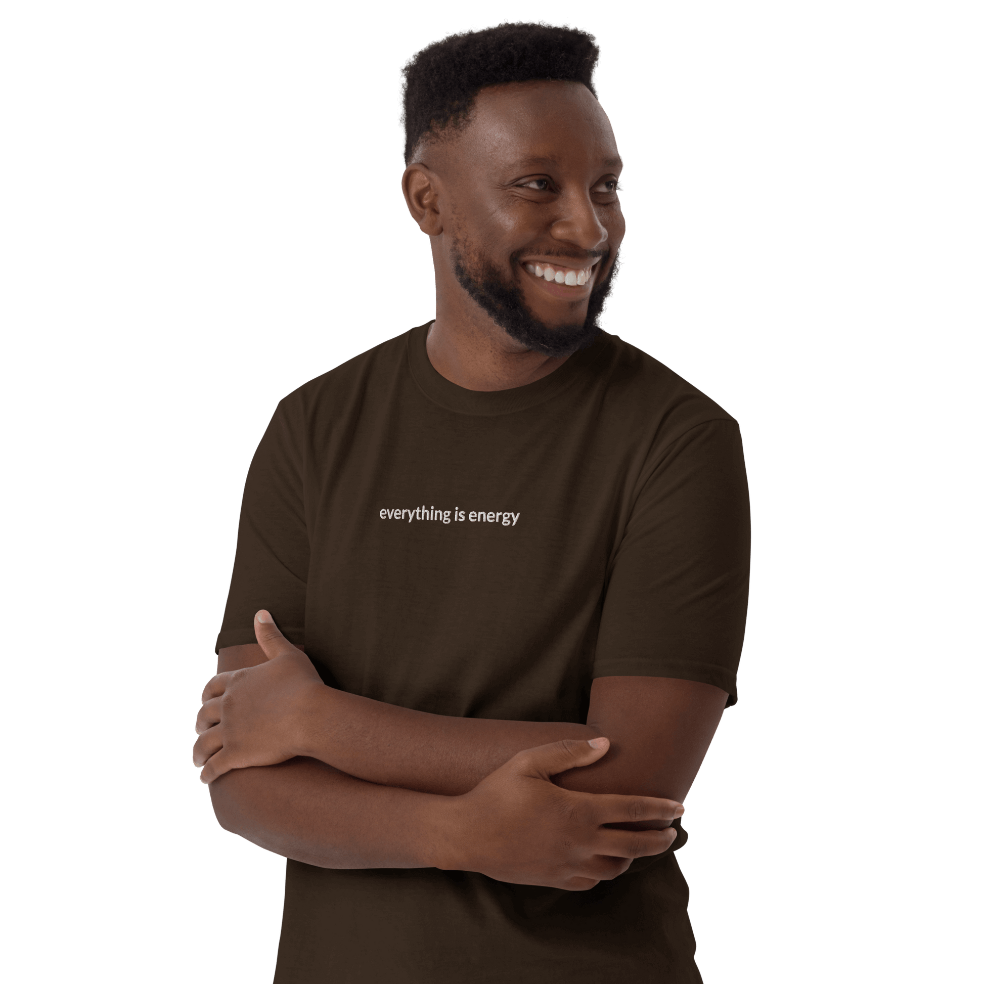 Everything is Energy Tee - White Embroidered Mantra