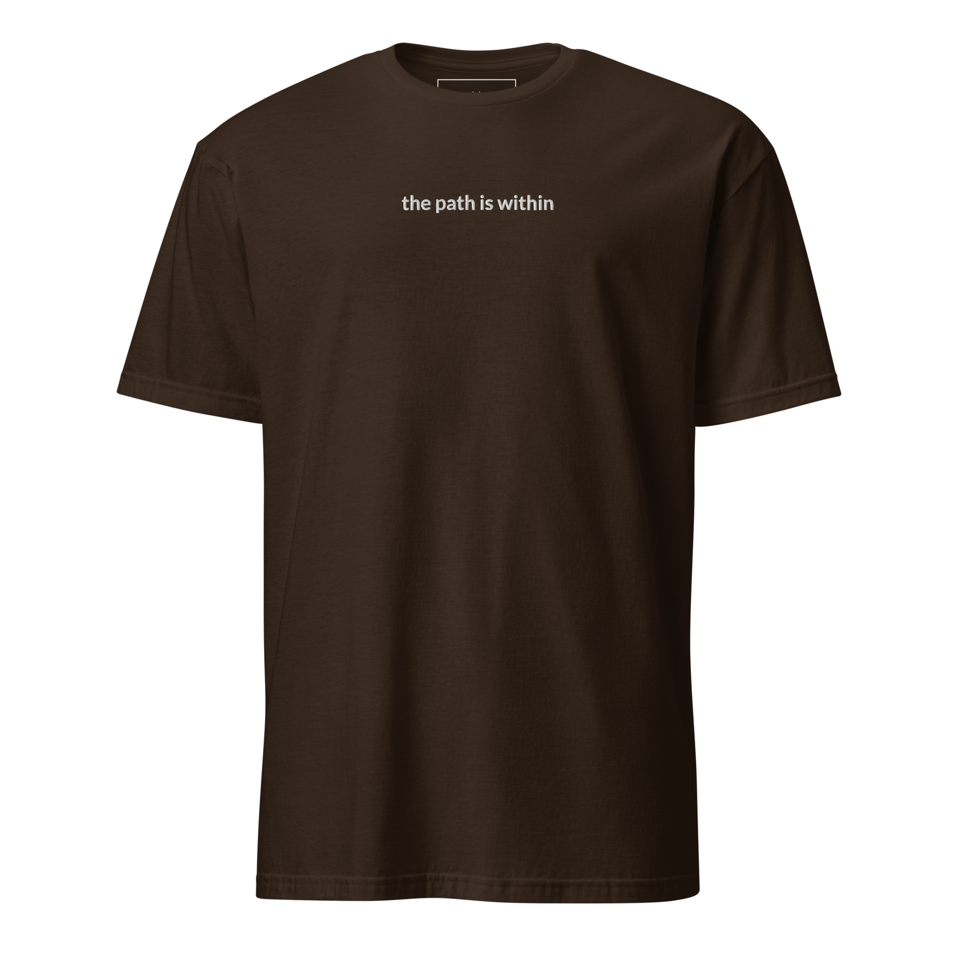 The Path is Within Tee - White Embroidered Mantra
