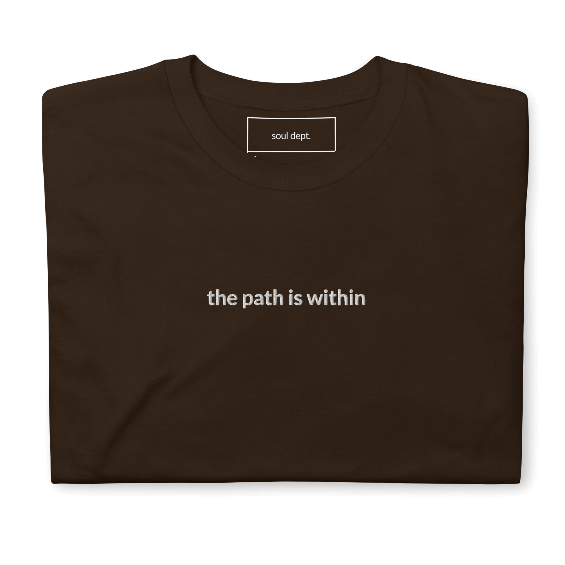 The Path is Within Tee - White Embroidered Mantra