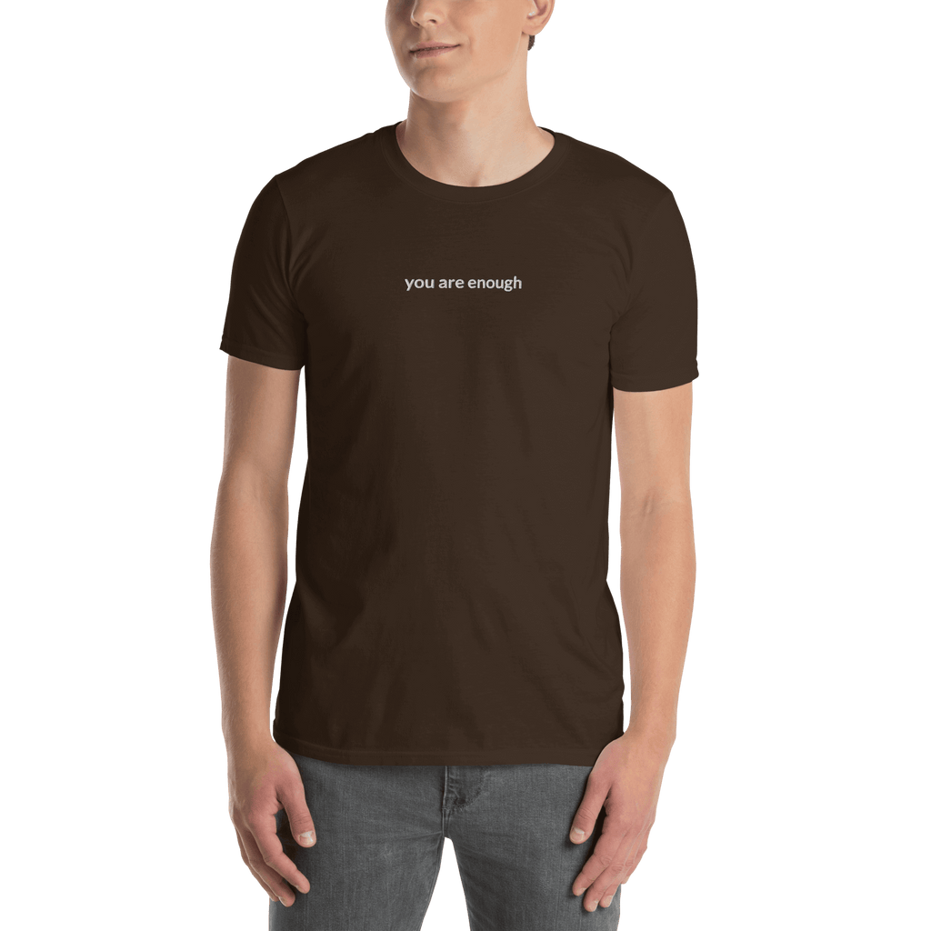 You Are Enough Tee - White Embroidered Mantra