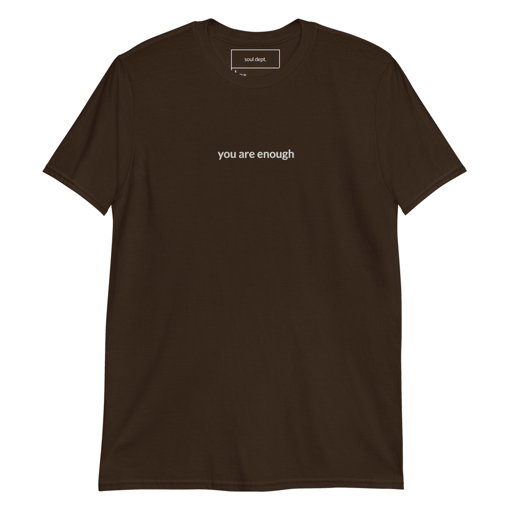 You Are Enough Tee - White Embroidered Mantra