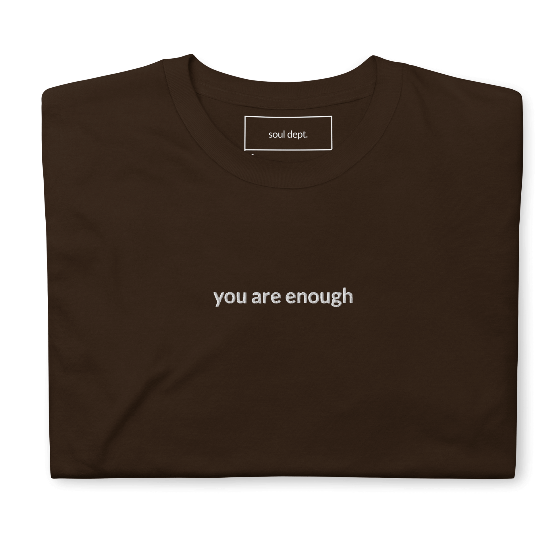 You Are Enough Tee - White Embroidered Mantra