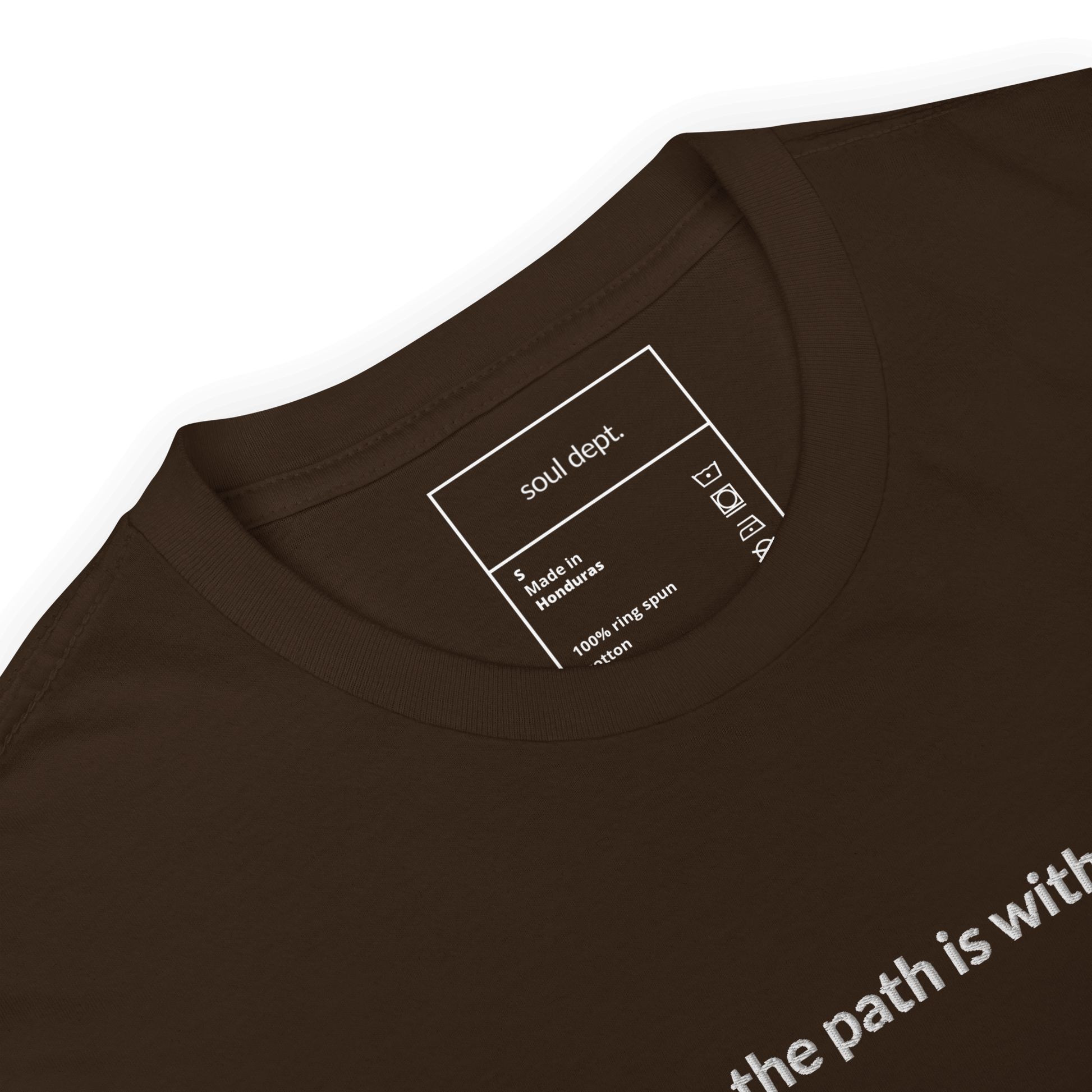The Path is Within Tee - White Embroidered Mantra