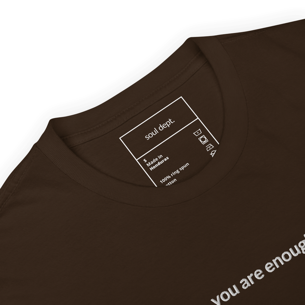 You Are Enough Tee - White Embroidered Mantra