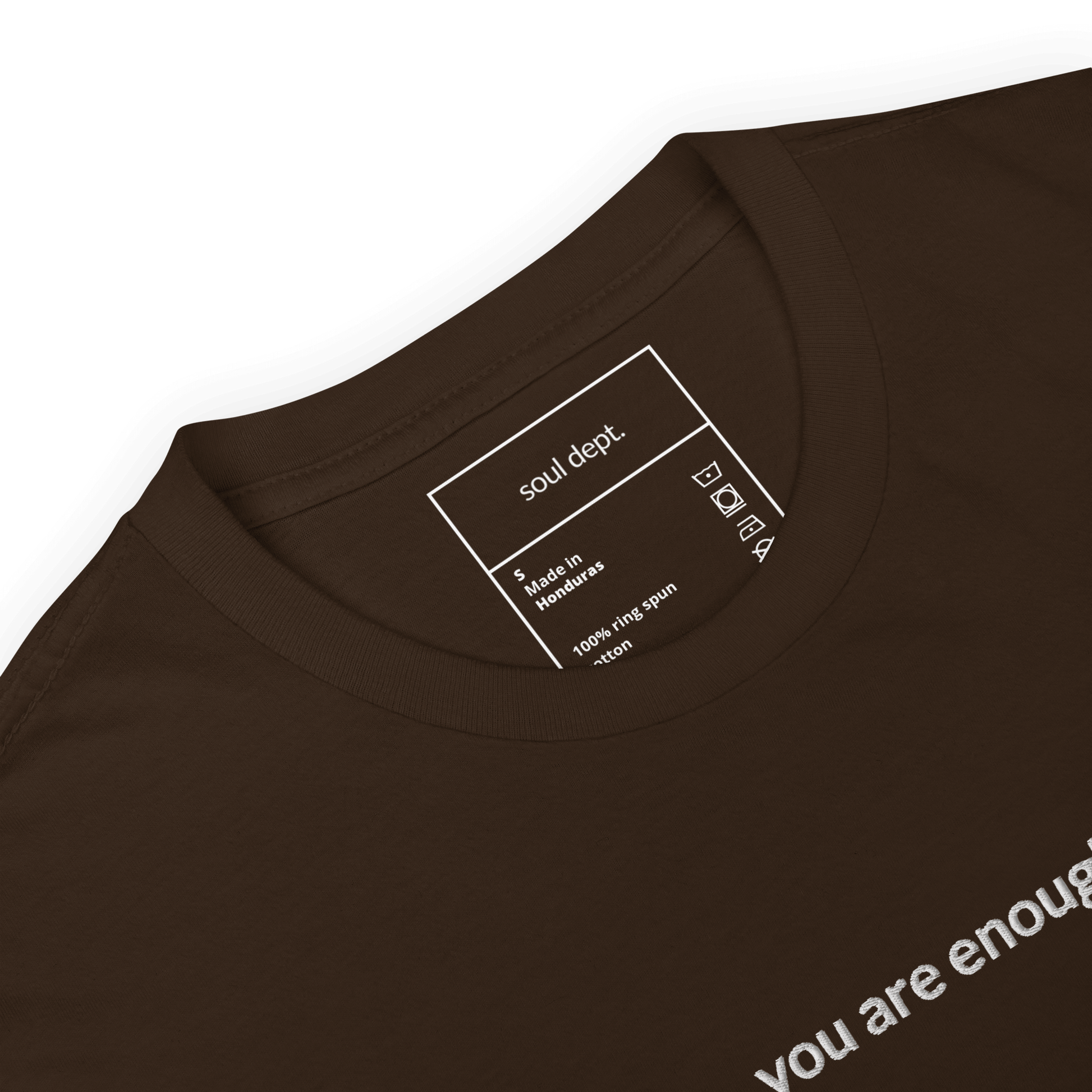 You Are Enough Tee - White Embroidered Mantra