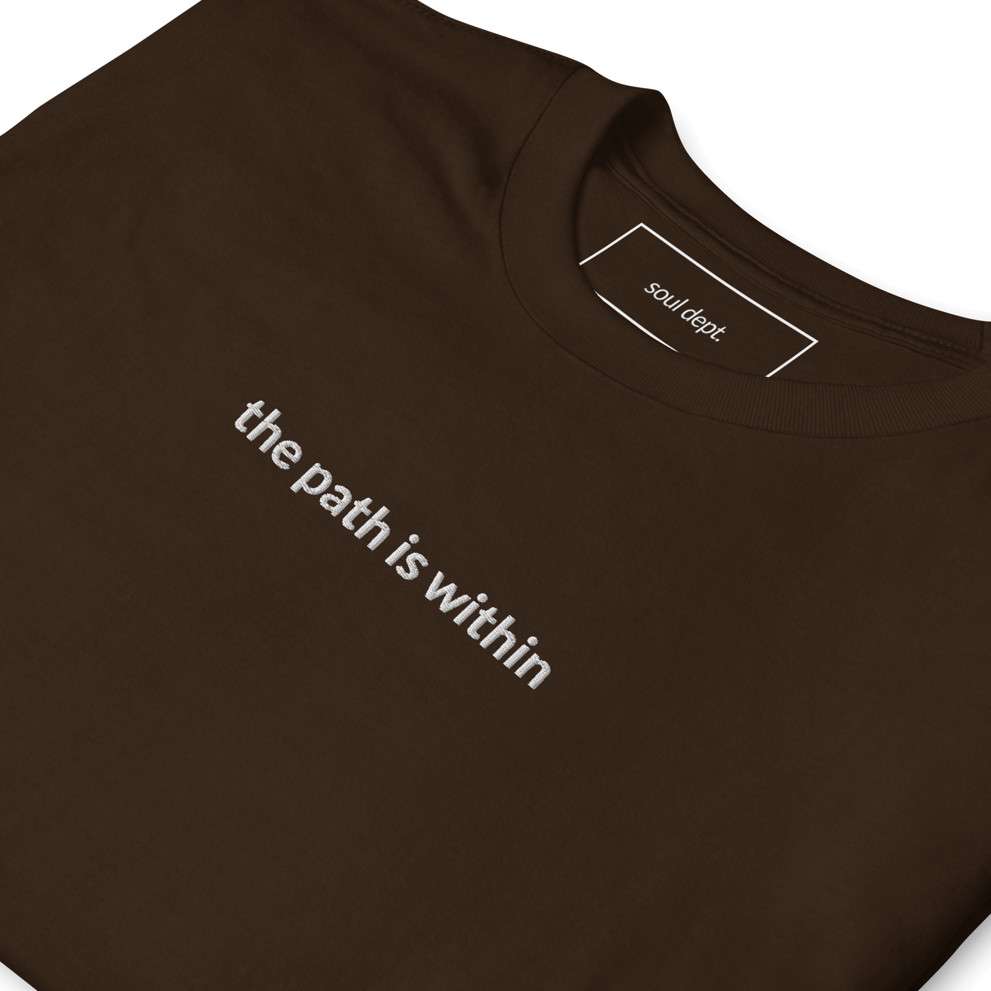 The Path is Within Tee - White Embroidered Mantra