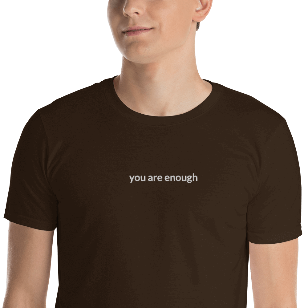 You Are Enough Tee - White Embroidered Mantra