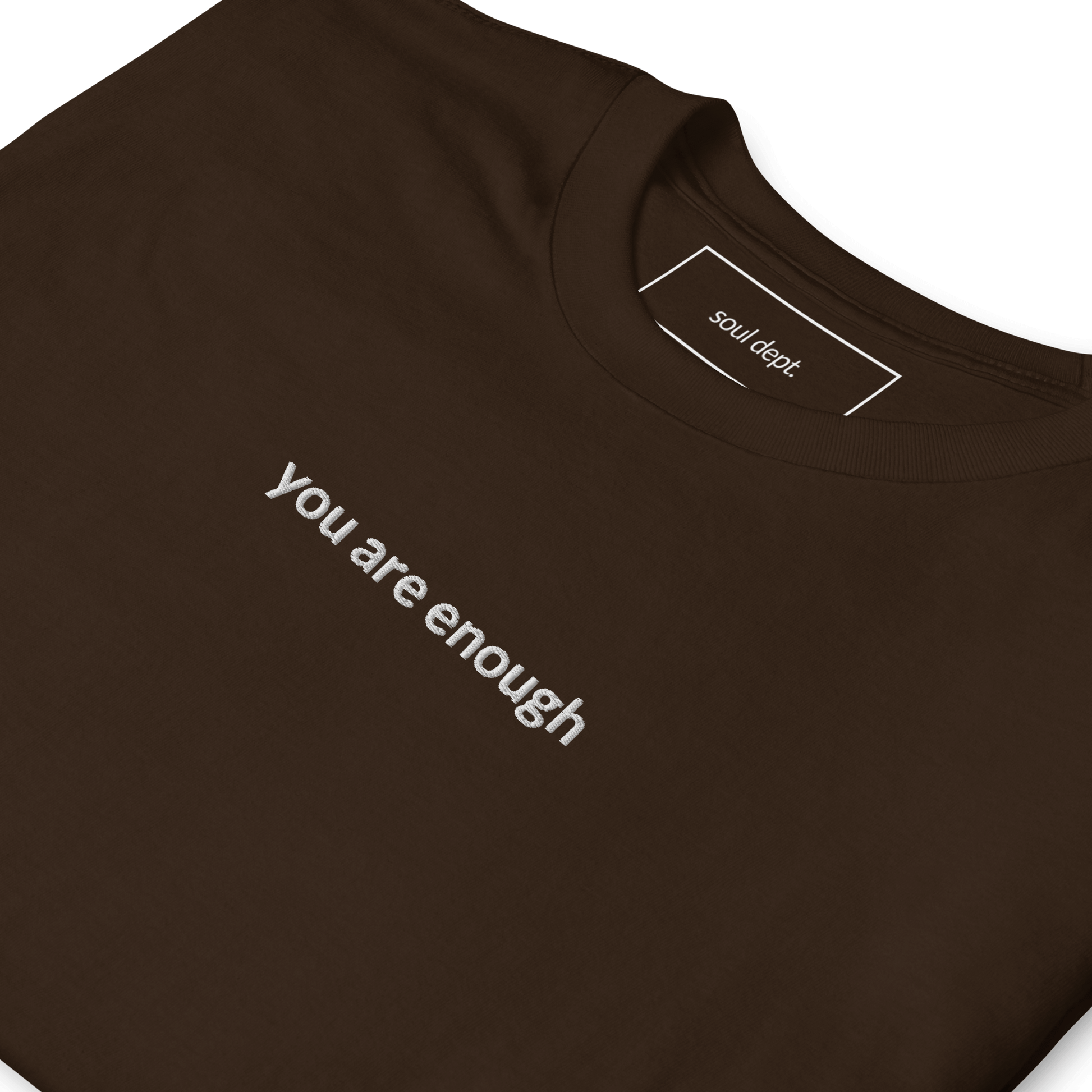 You Are Enough Tee - White Embroidered Mantra