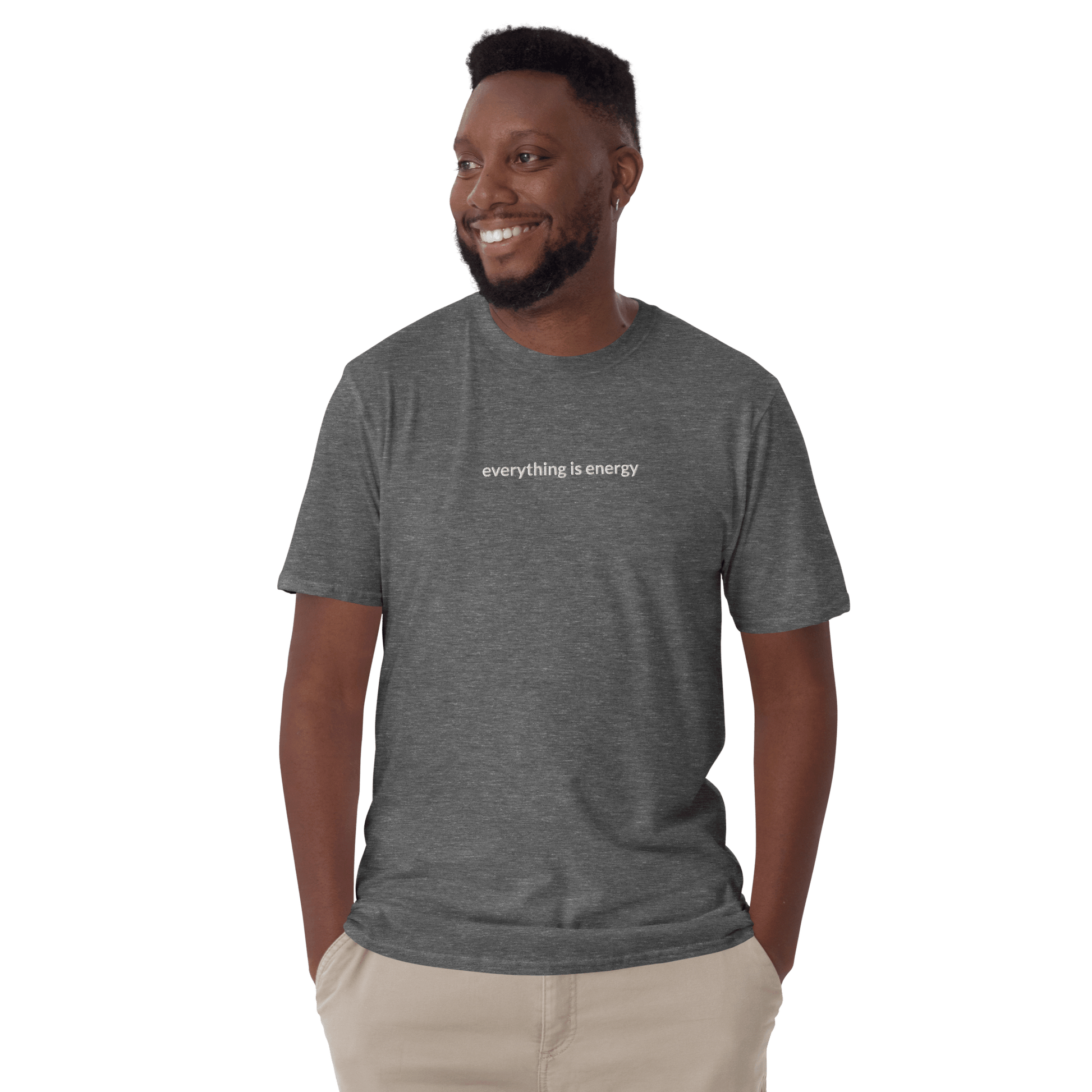 Everything is Energy Tee - White Embroidered Mantra