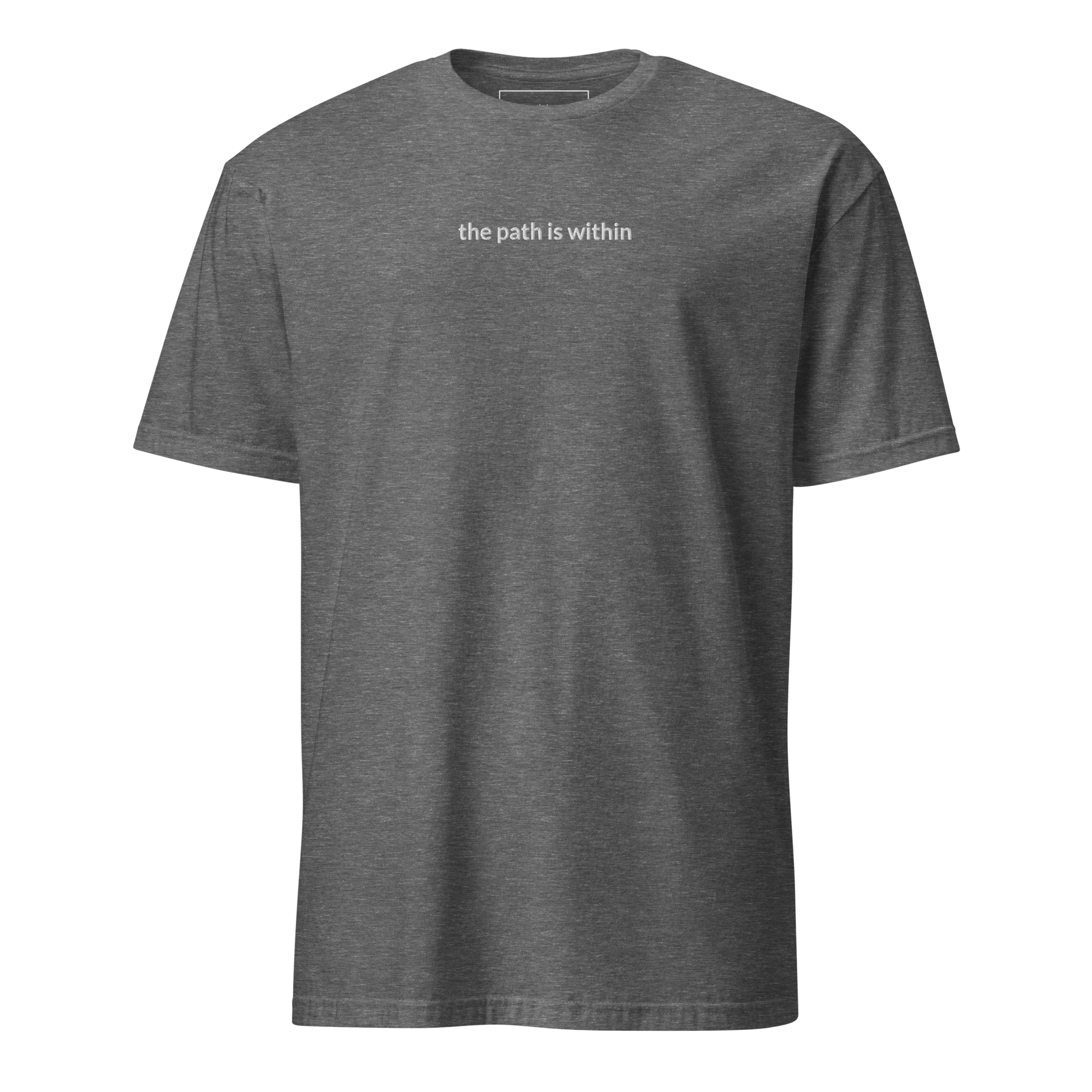 The Path is Within Tee - White Embroidered Mantra