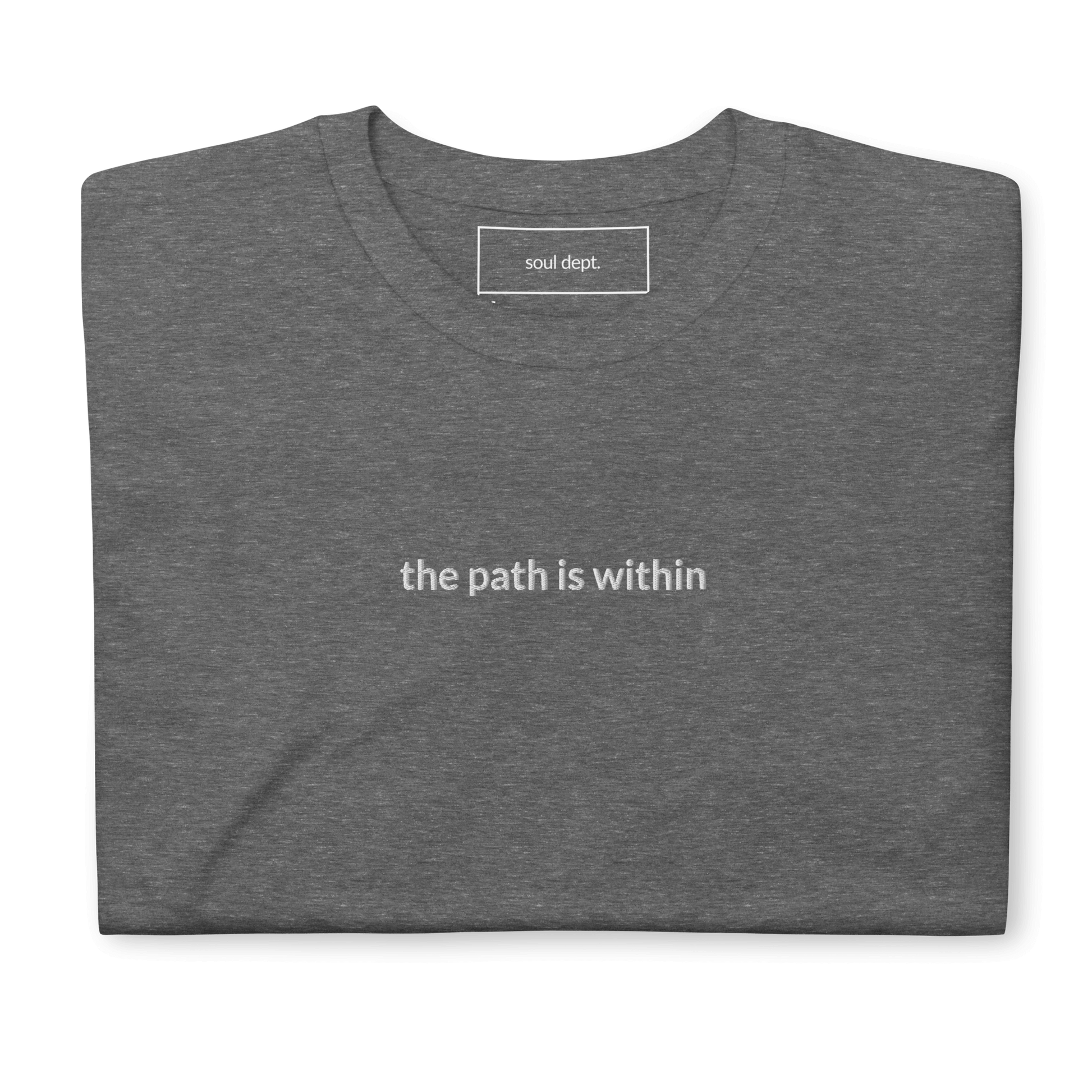 The Path is Within Tee - White Embroidered Mantra