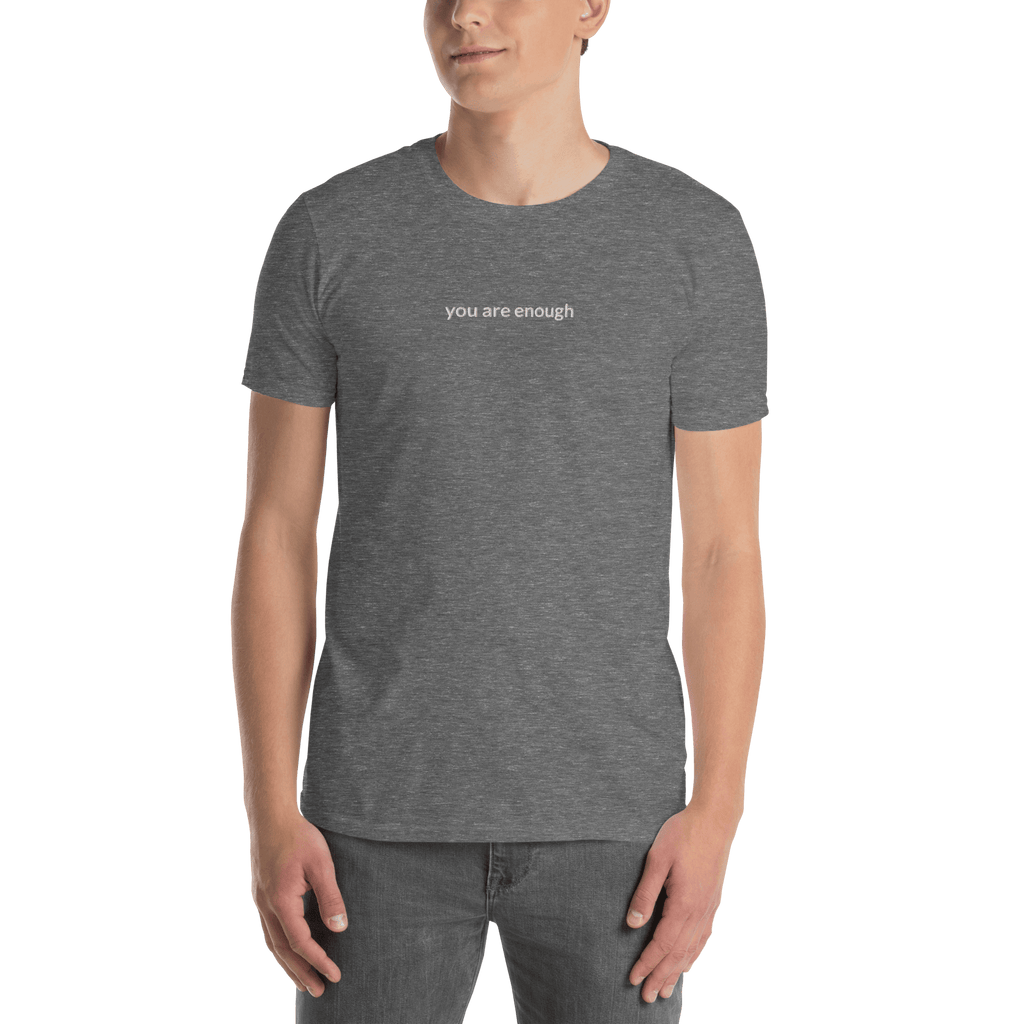You Are Enough Tee - White Embroidered Mantra