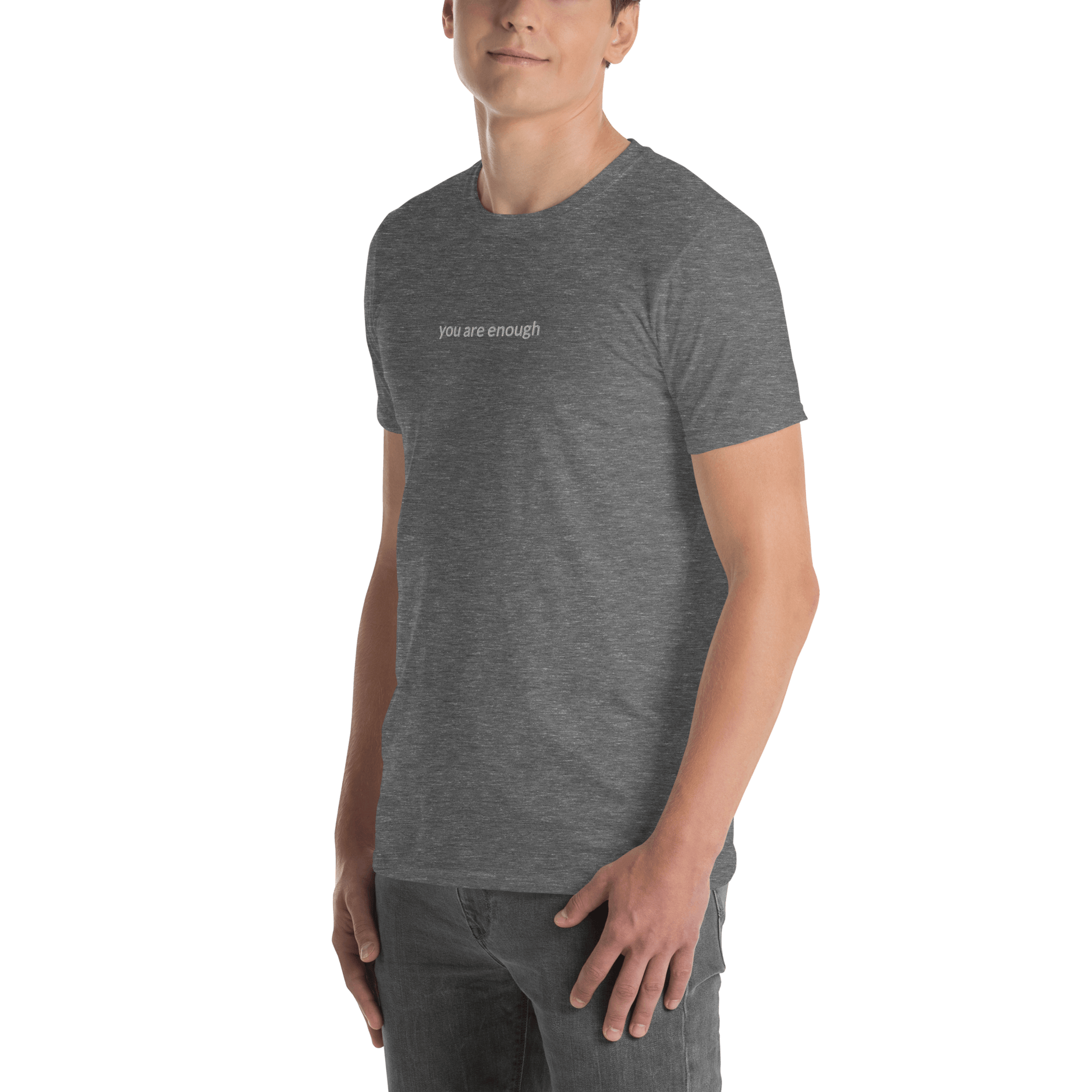 You Are Enough Tee - White Embroidered Mantra