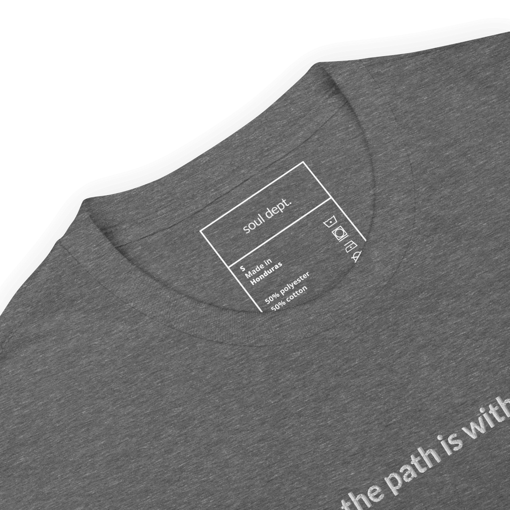 The Path is Within Tee - White Embroidered Mantra