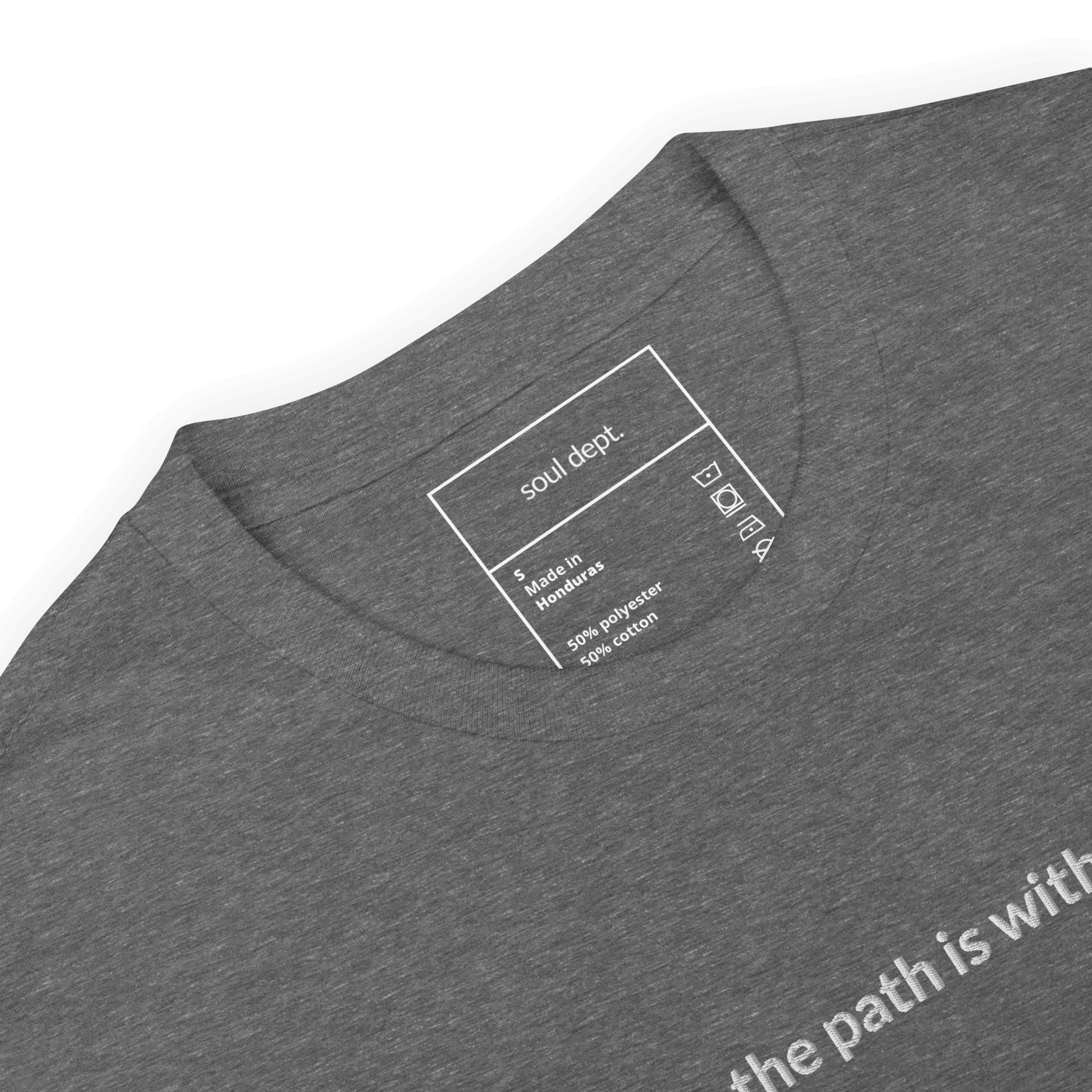 The Path is Within Tee - White Embroidered Mantra