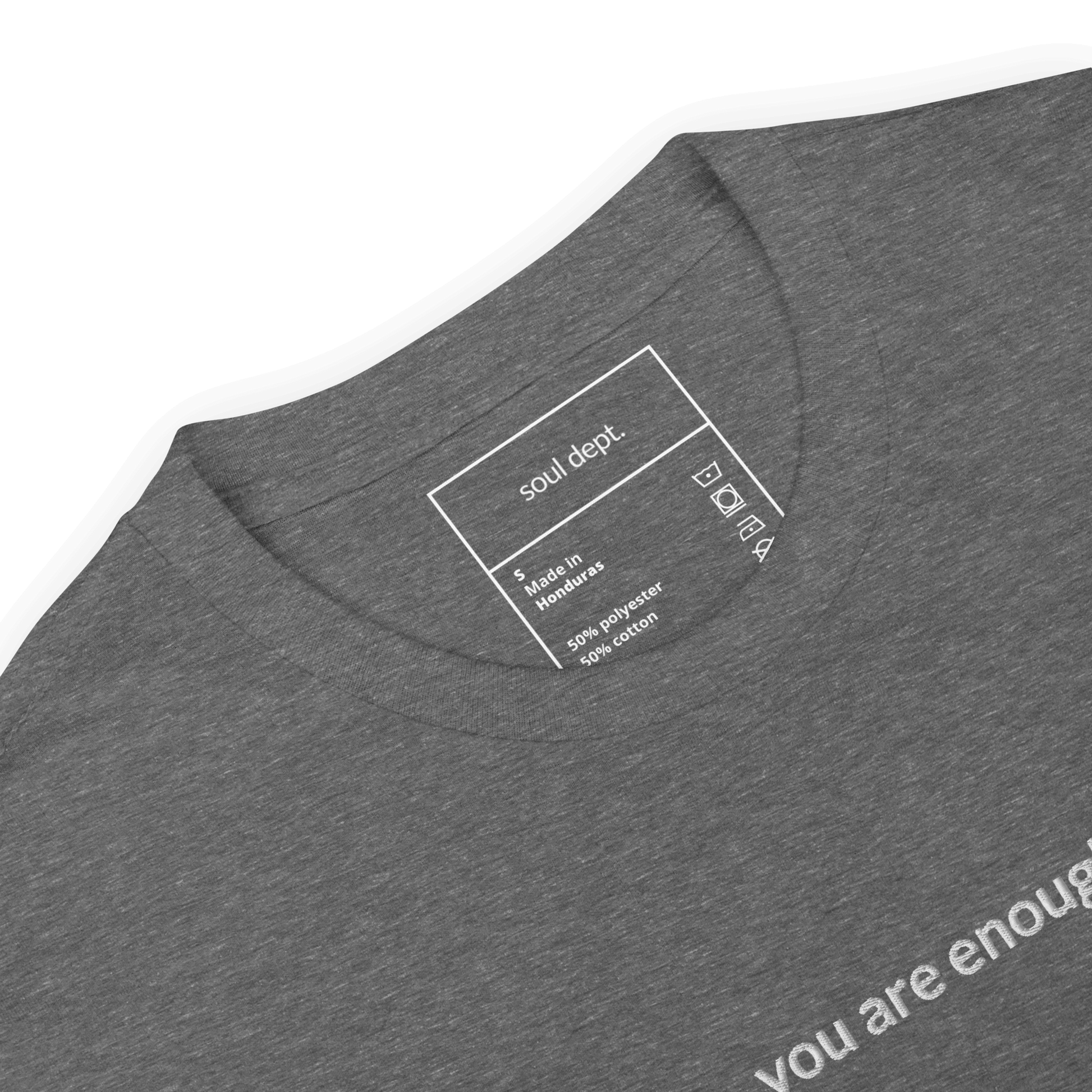 You Are Enough Tee - White Embroidered Mantra