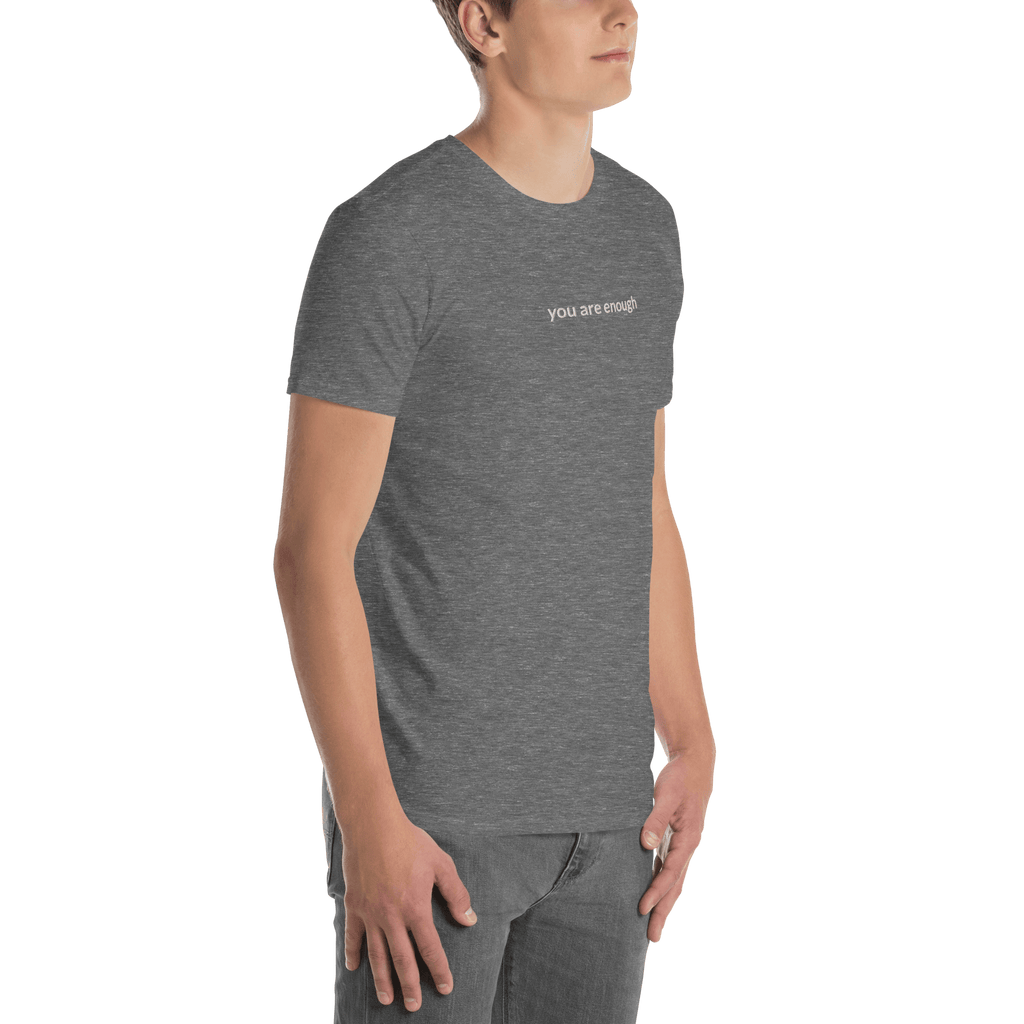 You Are Enough Tee - White Embroidered Mantra