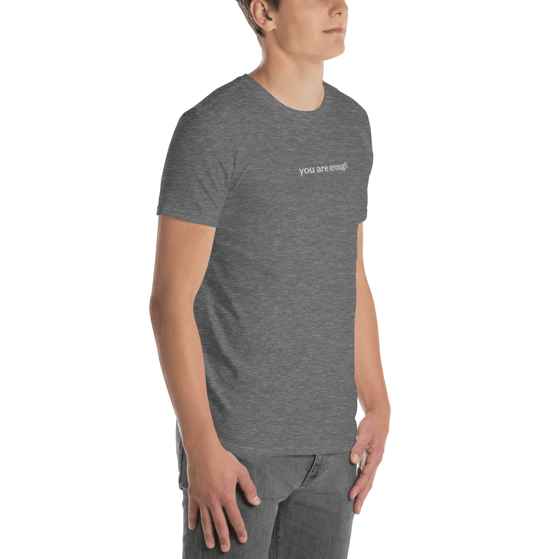 You Are Enough Tee - White Embroidered Mantra