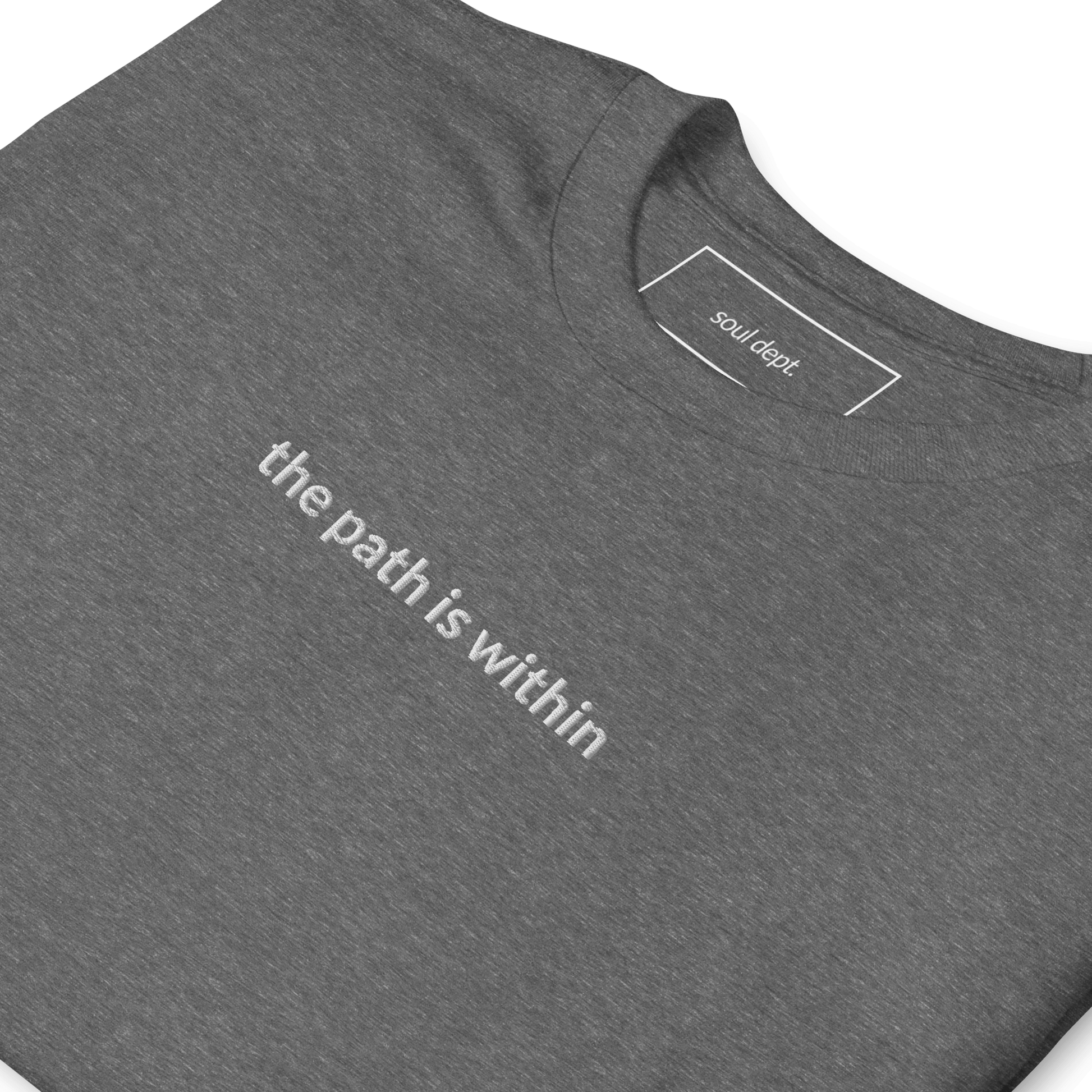 The Path is Within Tee - White Embroidered Mantra