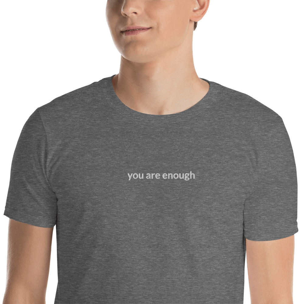 You Are Enough Tee - White Embroidered Mantra