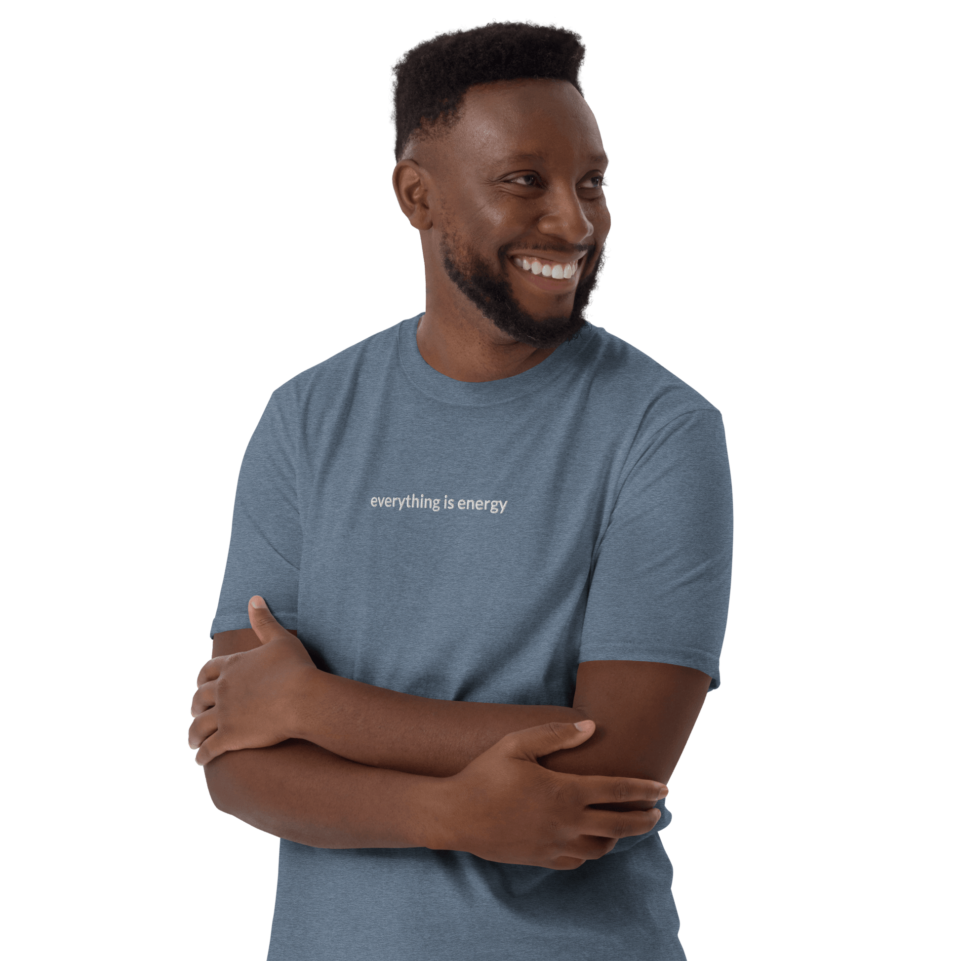 Everything is Energy Tee - White Embroidered Mantra