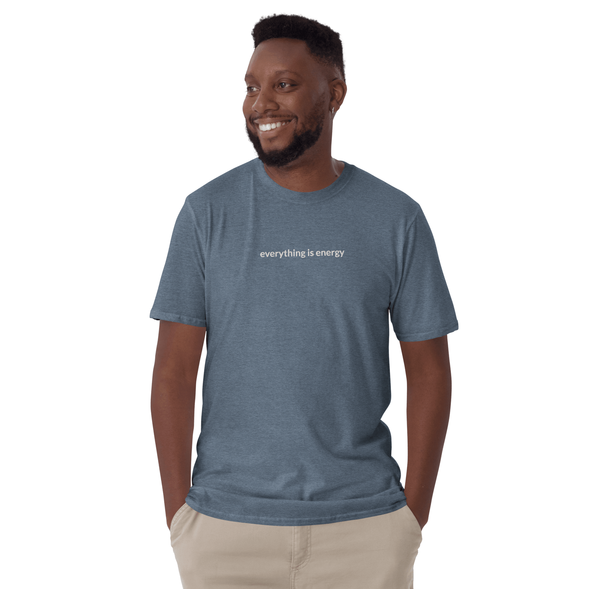 Everything is Energy Tee - White Embroidered Mantra