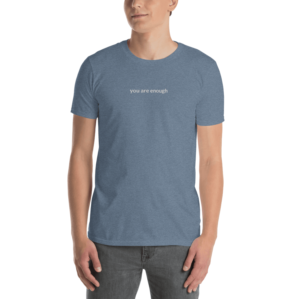 You Are Enough Tee - White Embroidered Mantra