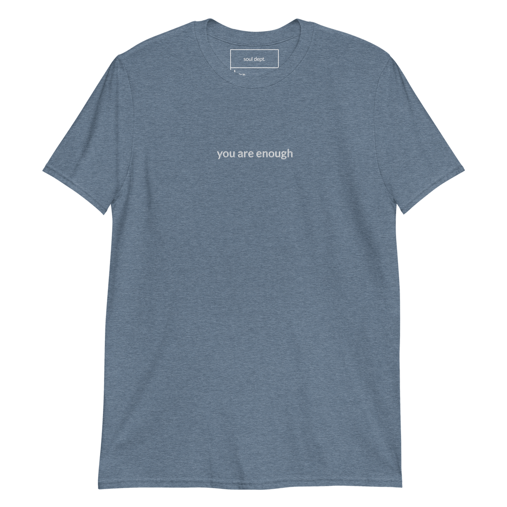 You Are Enough Tee - White Embroidered Mantra