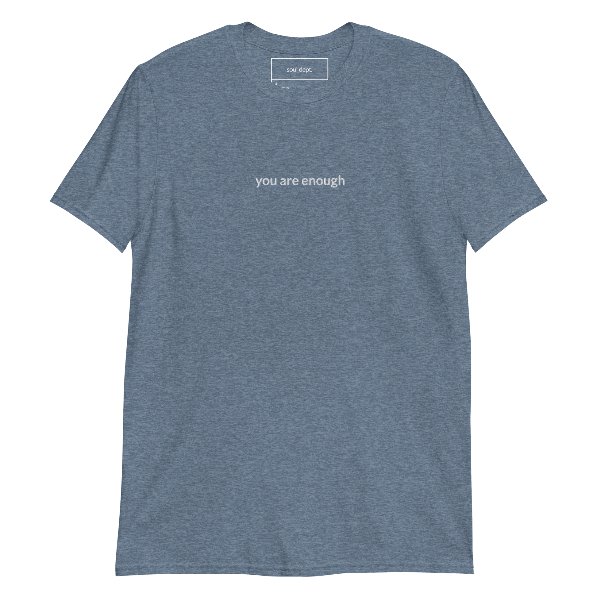 You Are Enough Tee - White Embroidered Mantra