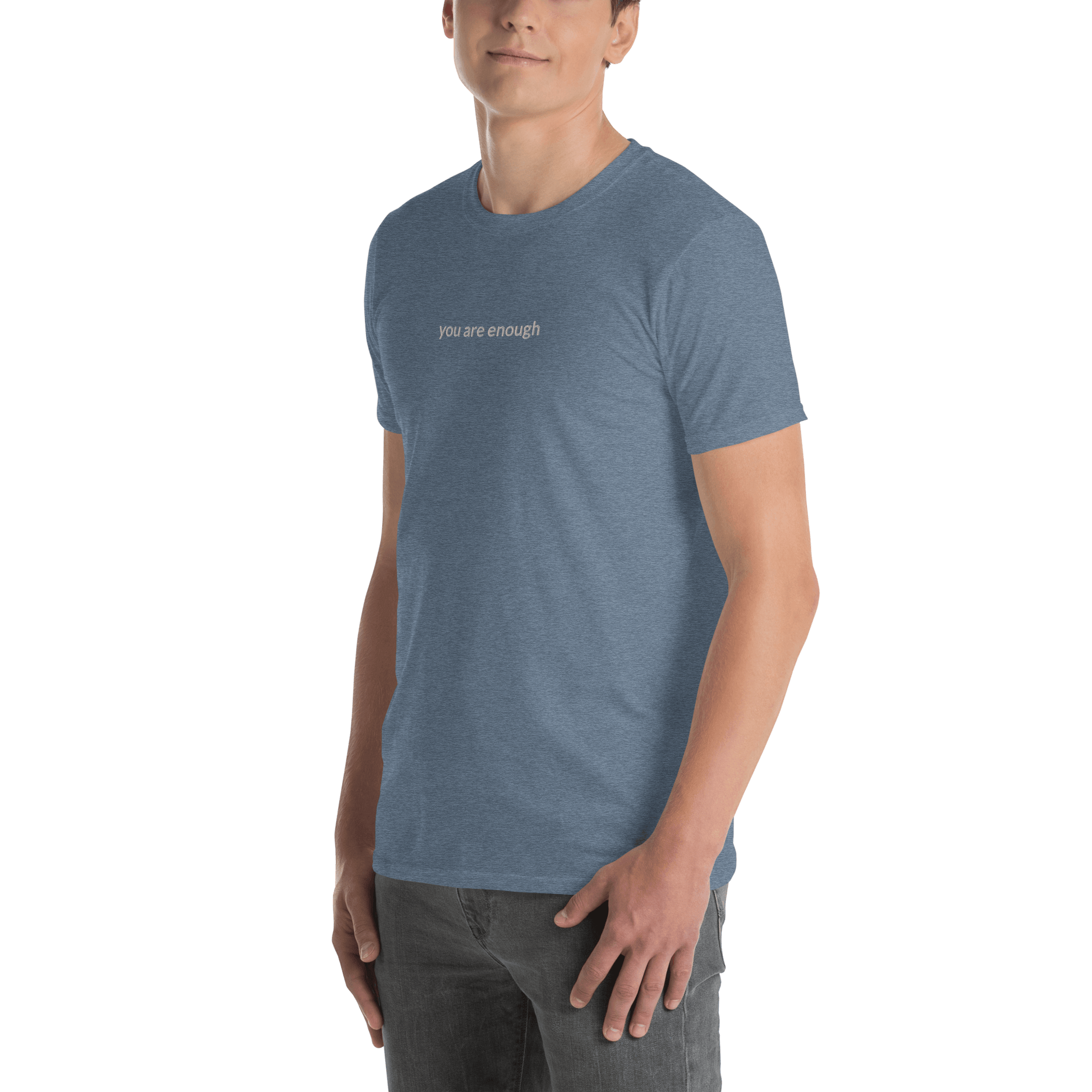 You Are Enough Tee - White Embroidered Mantra
