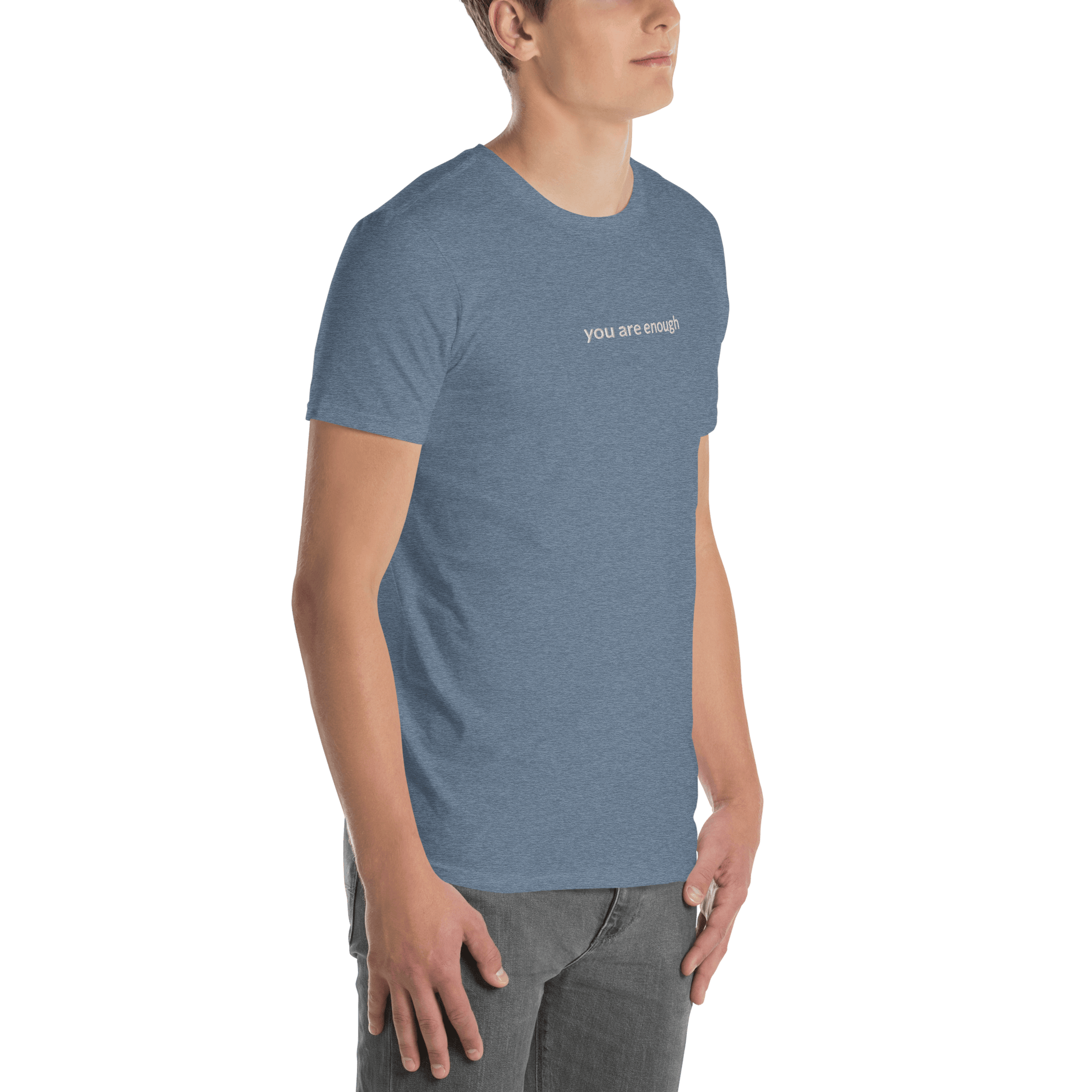 You Are Enough Tee - White Embroidered Mantra