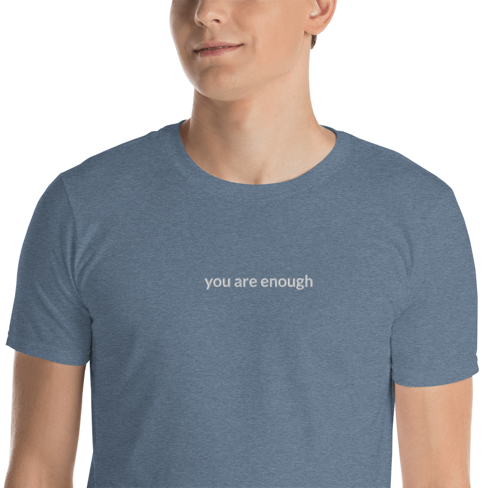 You Are Enough Tee - White Embroidered Mantra