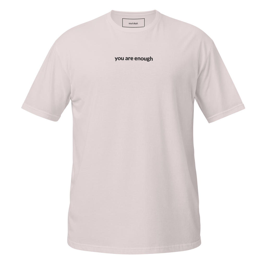 You Are Enough Tee - Black Embroidered Mantra