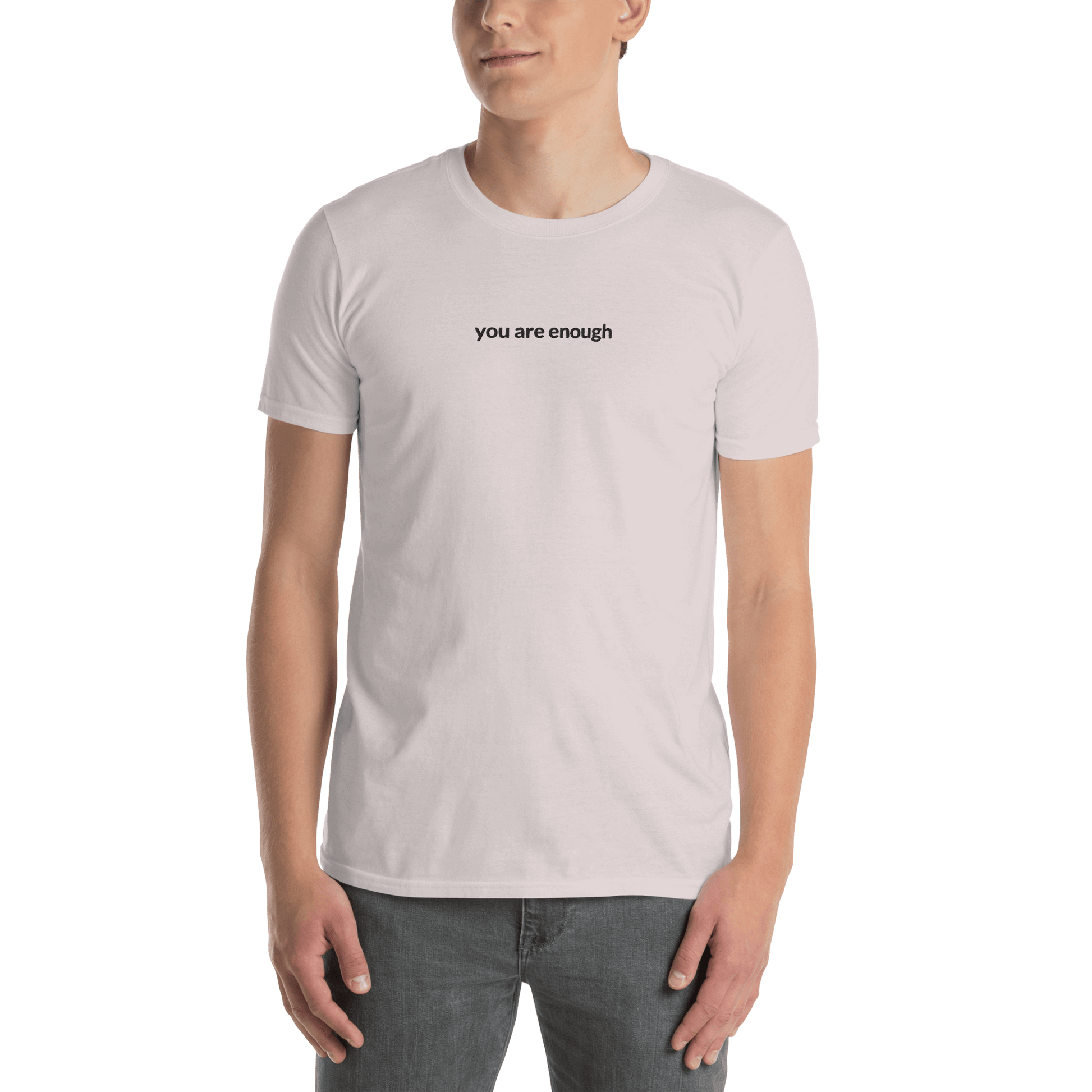 You Are Enough Tee - Black Embroidered Mantra