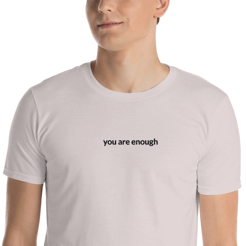 You Are Enough Tee - Black Embroidered Mantra