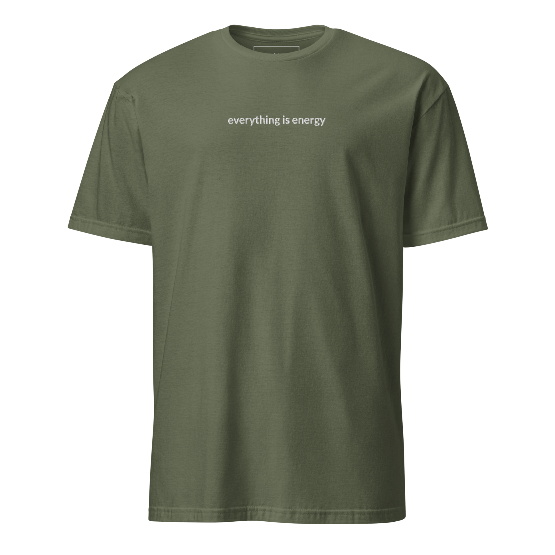 Everything is Energy Tee - White Embroidered Mantra