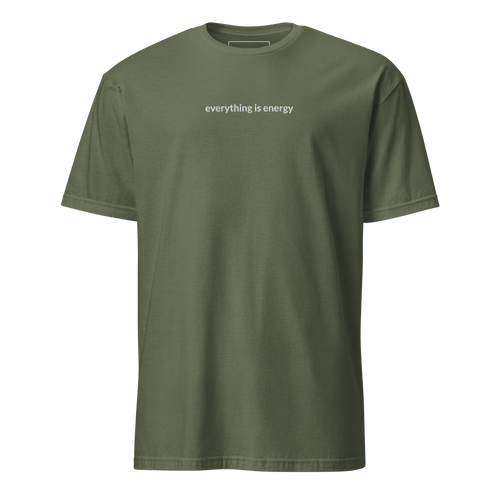 Everything is Energy Tee - White Embroidered Mantra