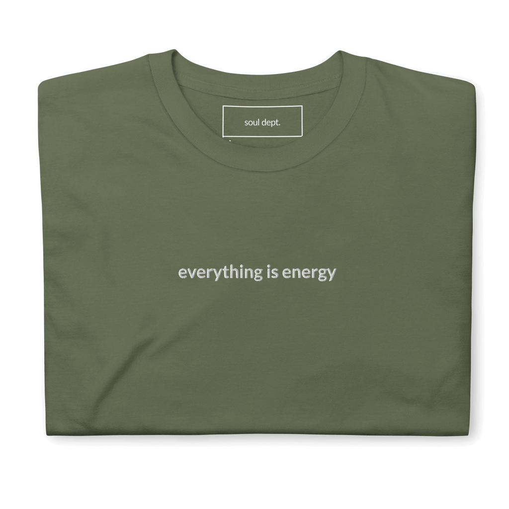 Everything is Energy Tee - White Embroidered Mantra
