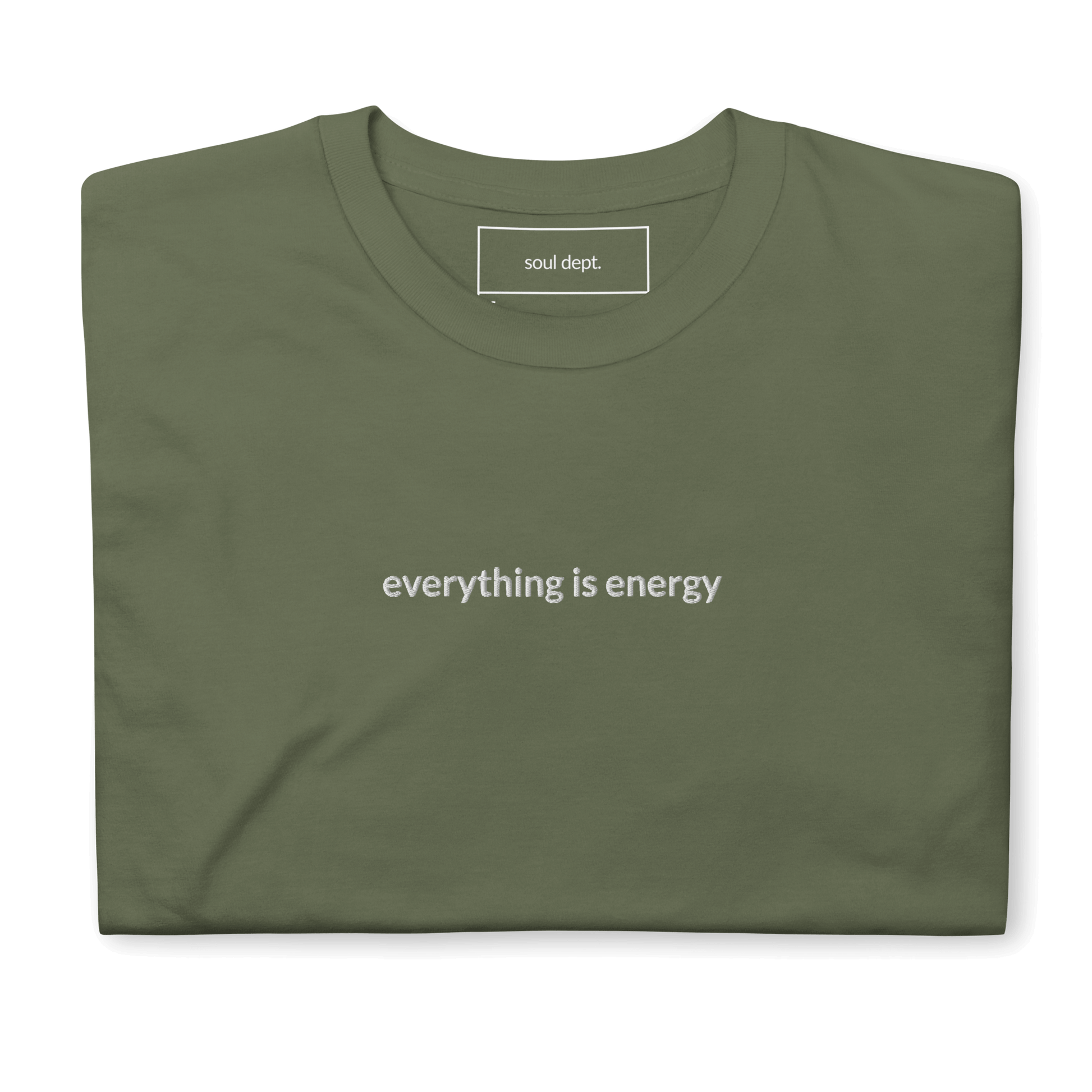 Everything is Energy Tee - White Embroidered Mantra