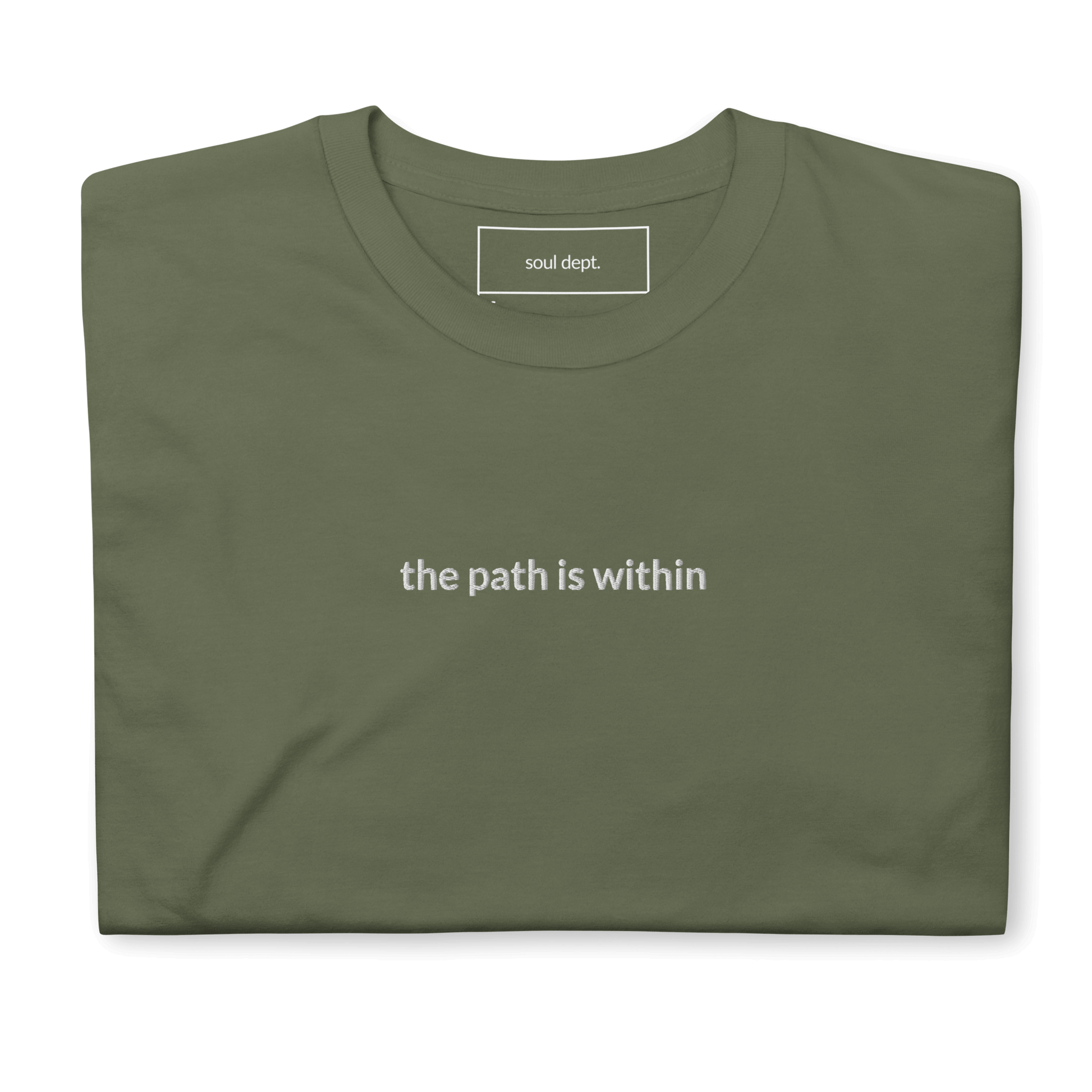 The Path is Within Tee - White Embroidered Mantra
