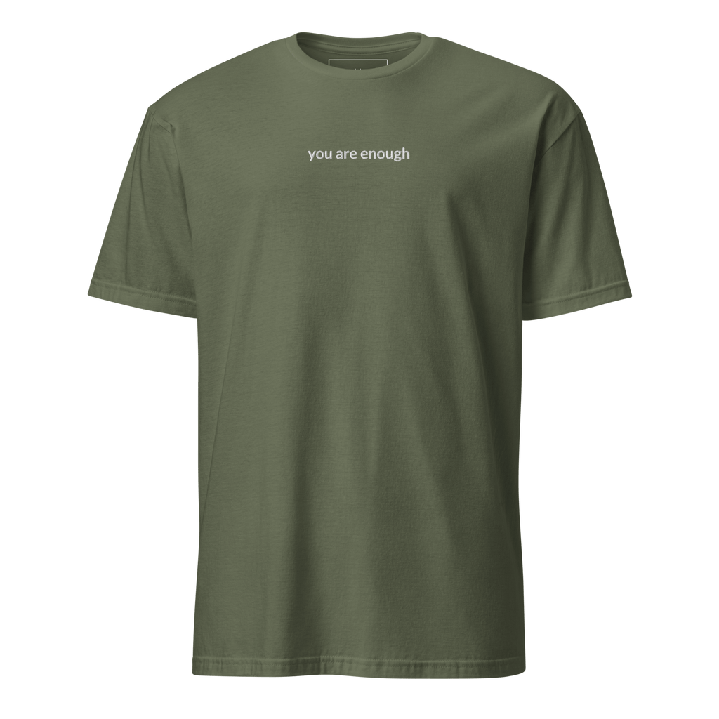 You Are Enough Tee - White Embroidered Mantra