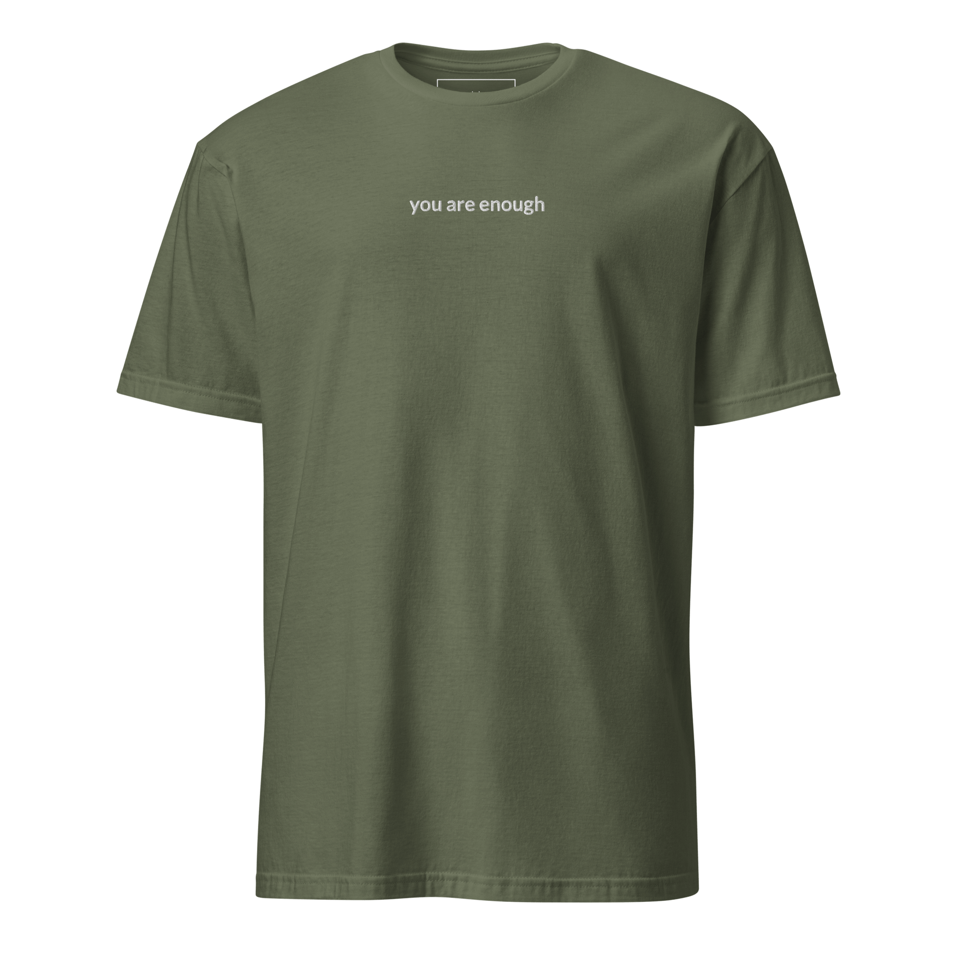 You Are Enough Tee - White Embroidered Mantra